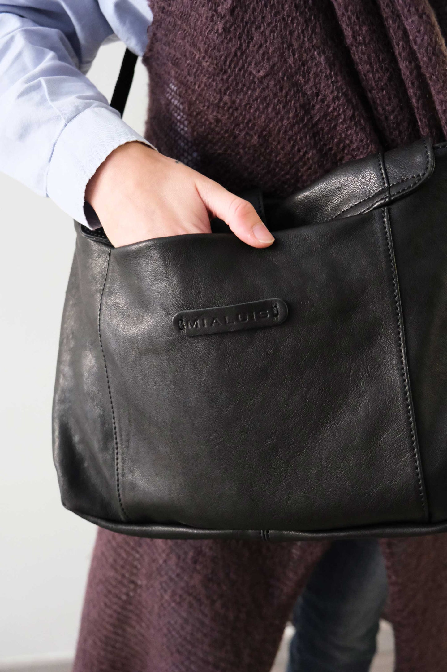 Do saddle bag in black perforated leather - Made in Italy -