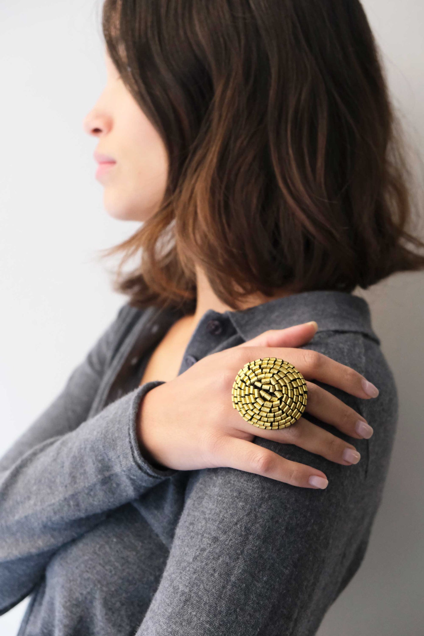 Gabrielle gold leather ring - Made in Italy -
