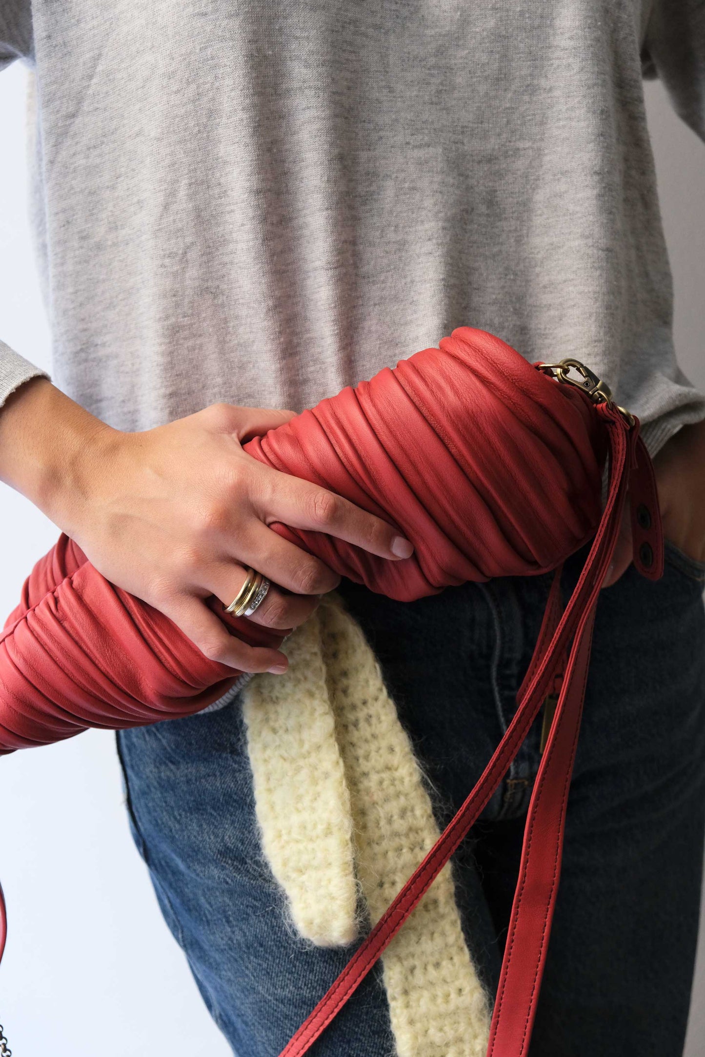 PRE ORDER discount 15%- Chicca Media hobo bag in red pleated leather - use code PREORDER15 - ESTIMATED DELIVERY END SEPTEMBER - Made in Italy -