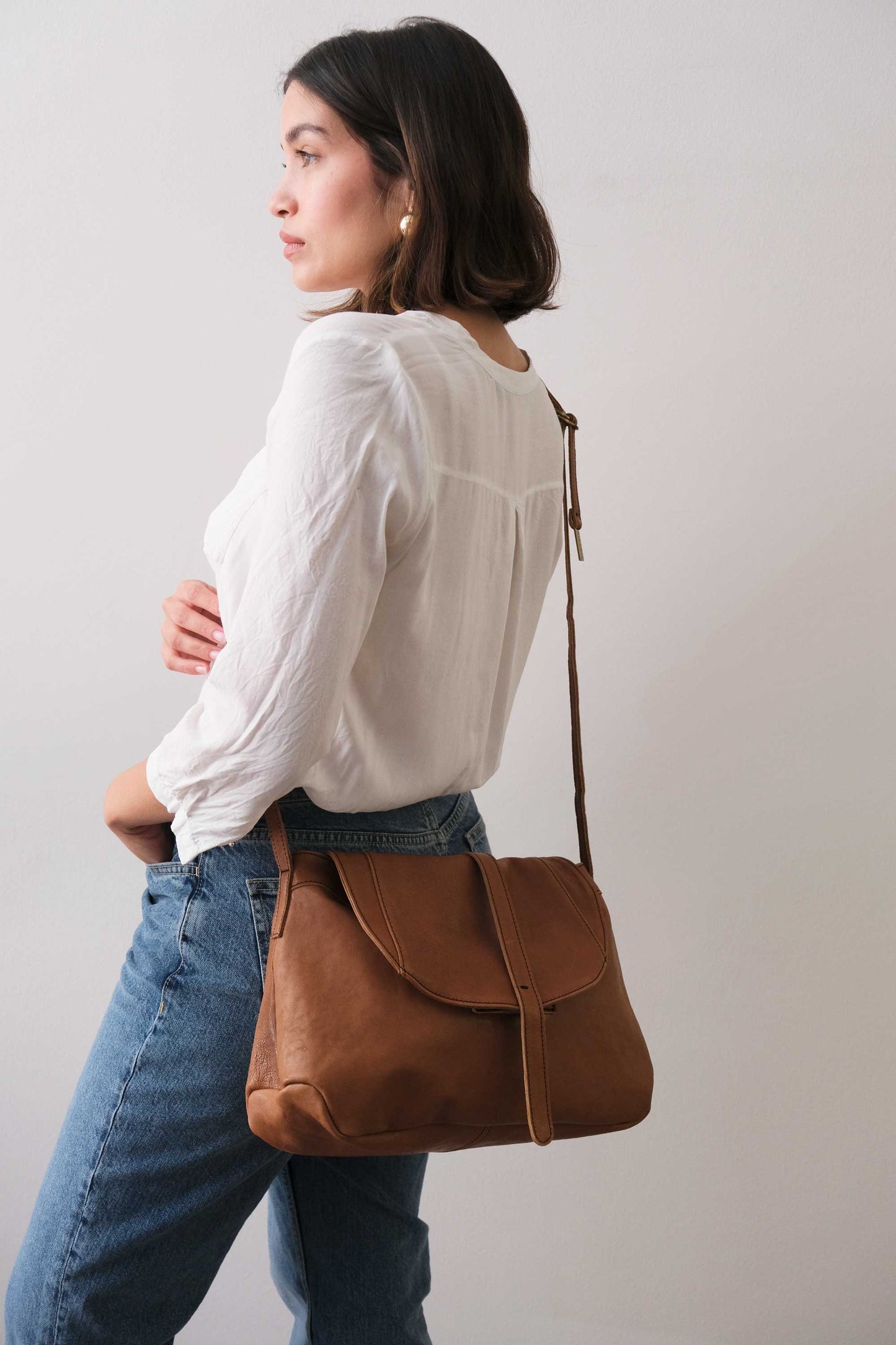 PRE ORDER discount 15%-Do saddle bag in cognac soft nappa - use code PREORDER15 - ESTIMATED DELIVERY SEPTEMBER 15- Made in Italy -