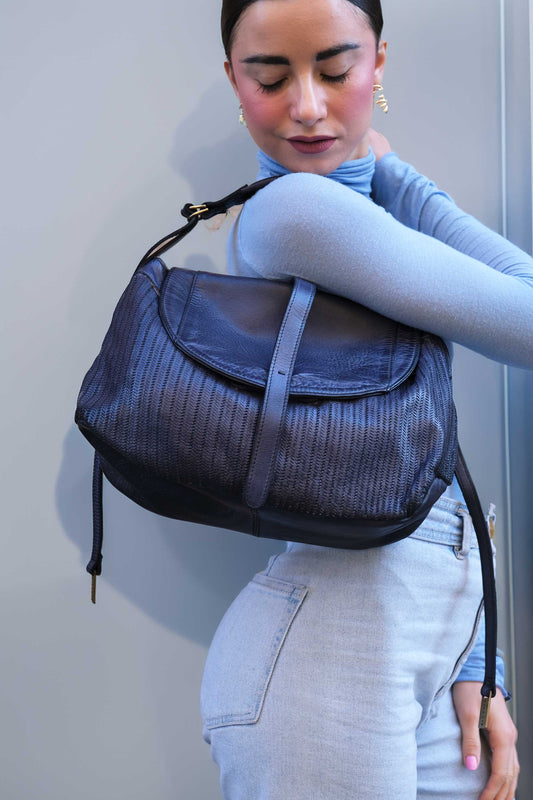 Do saddle bag in cobalt turner calf soft leather - Made in Italy -