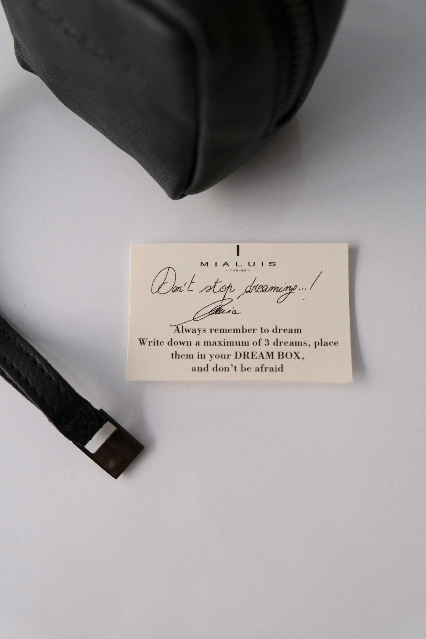 Dream box mini pochette in morbida pelle nera - Made in Italy -