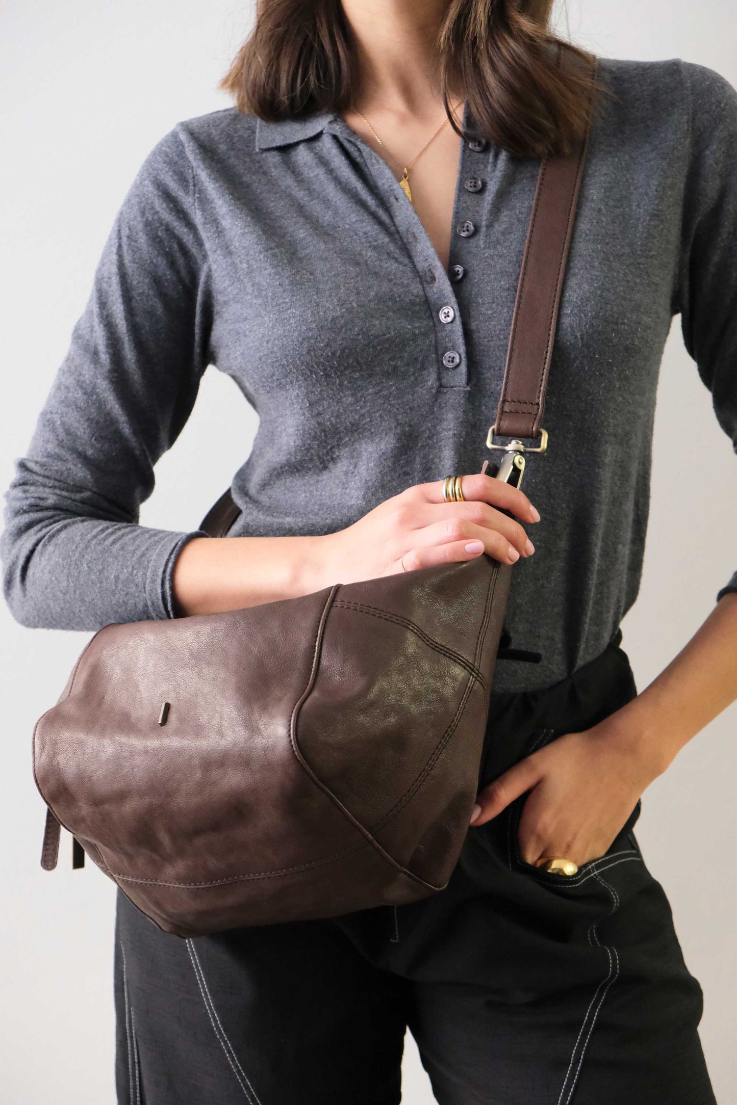 Marty bag in brown soft nappa - Made in Italy -