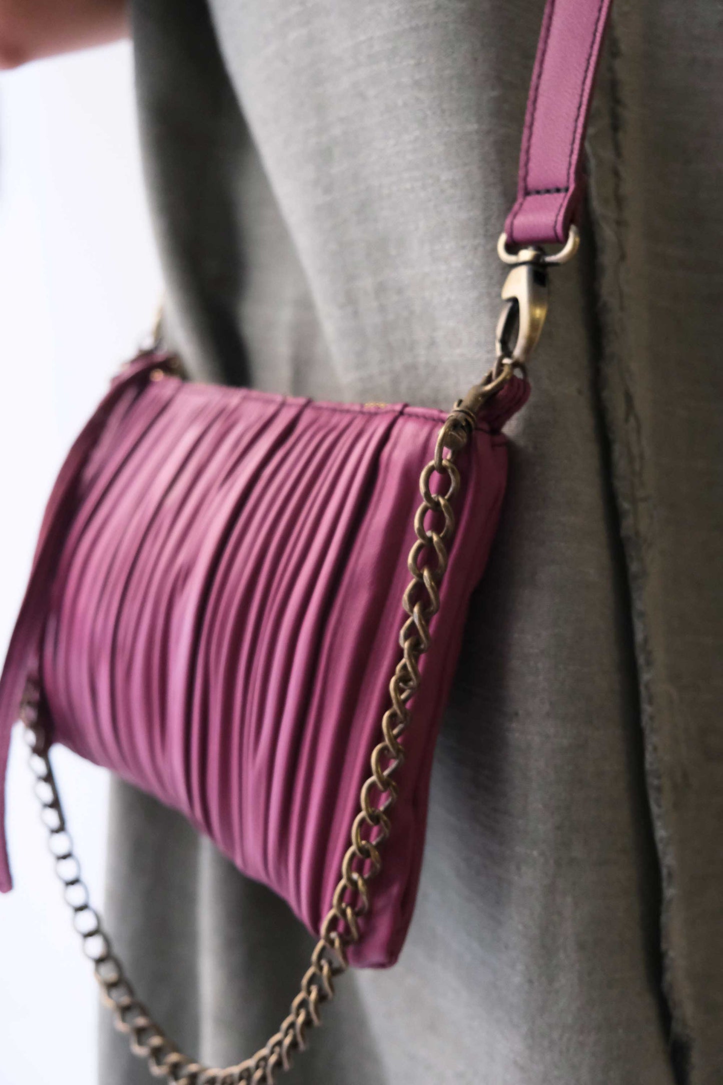 PRE ORDER discount 15%- Mikin pochette in barolo pleated soft leather - use code PREORDER15 - ESTIMATED DELIVERY END SEPTEMBER - Made in Italy -
