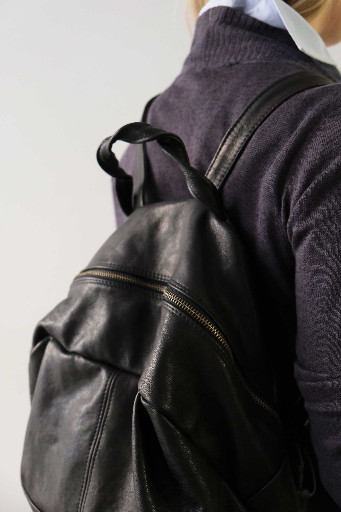 Nerina backpack in black nappa leather - Made in Italy -