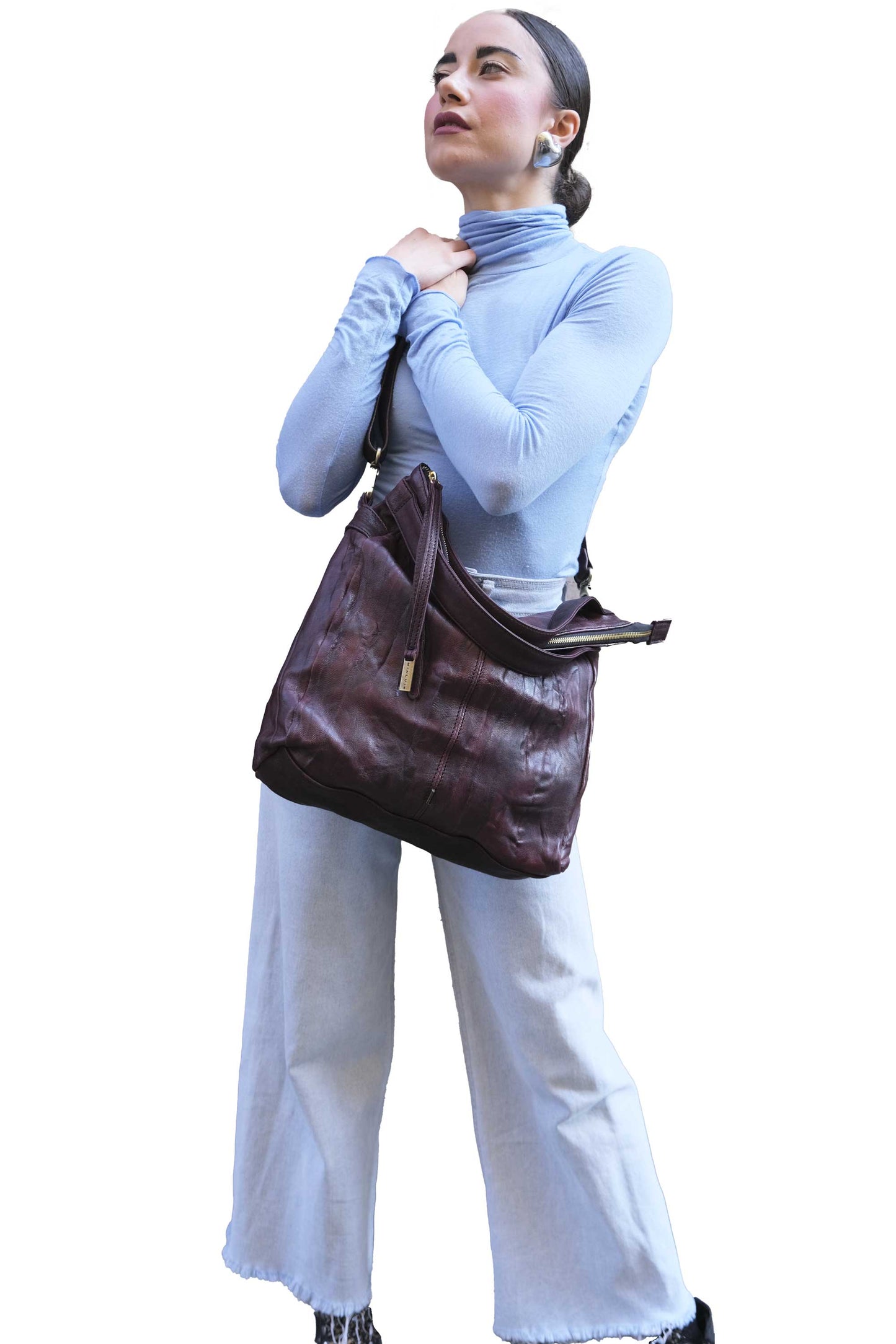 LAUNCH PRICE €298 UNTIL OCTOBER 30 - Valy tote bag in soft nappa lomé plum - Made in Italy -