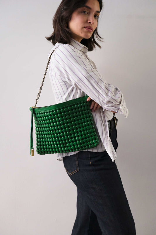 Zoe smeraldo in morbida nappa plisse bubble - Made in Italy -