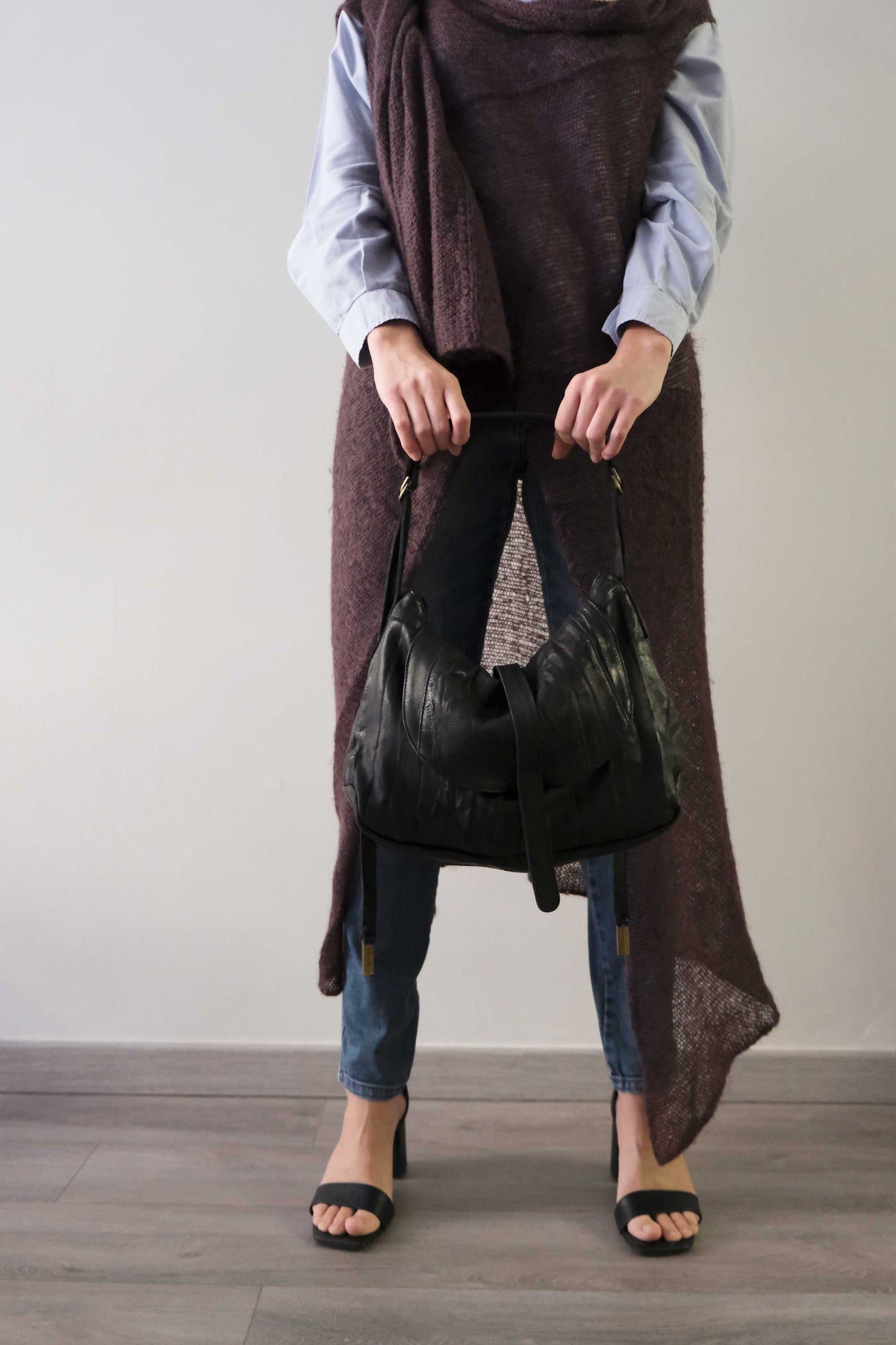 Do saddle bag black in soft nappa lomé - Made in Italy -