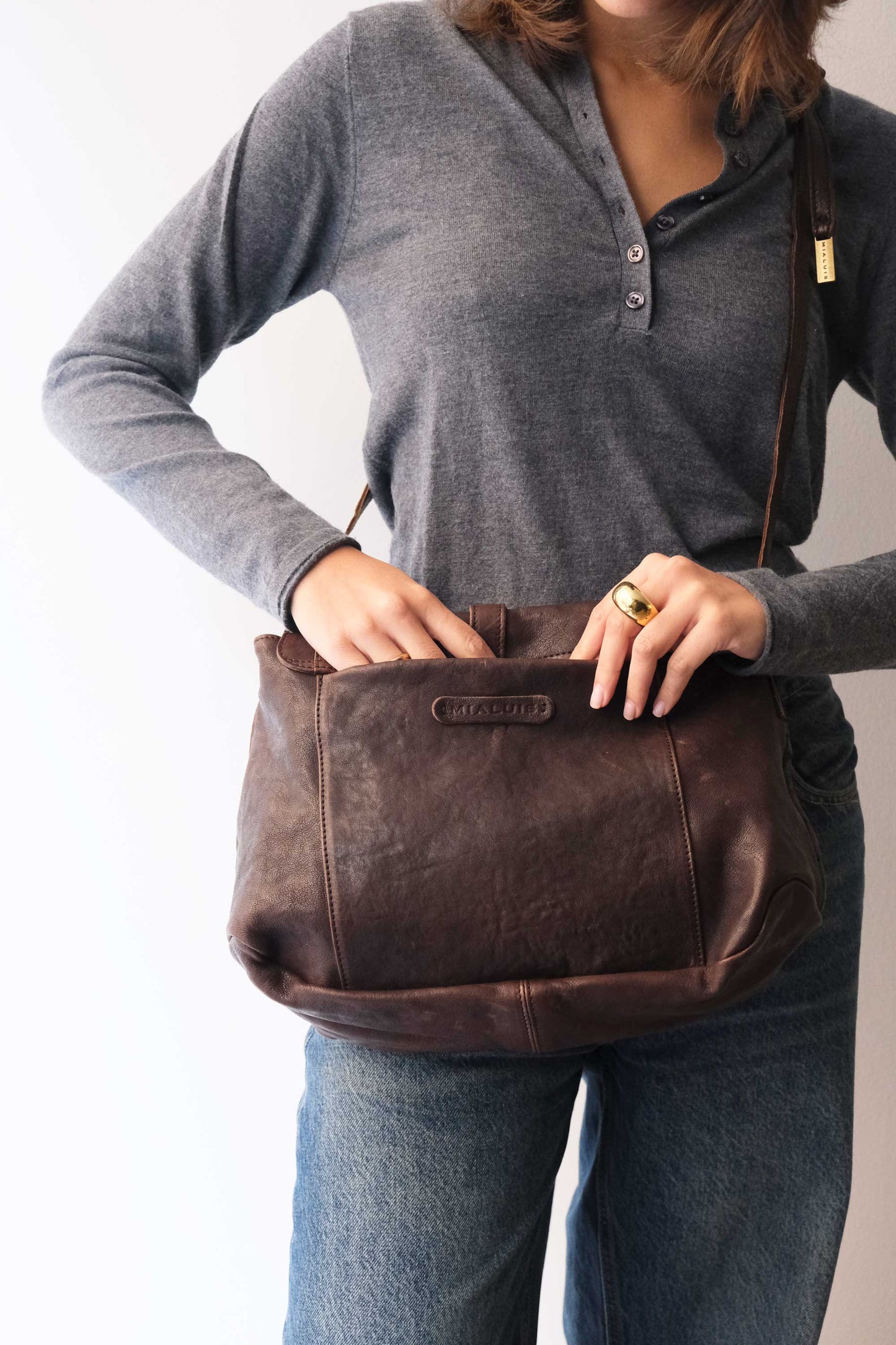 PRE ORDER discount 15%-Do saddle bag in brown perforated leather - use code PREORDER15 - ESTIMATED DELIVERY SEPTEMBER 15- Made in Italy -