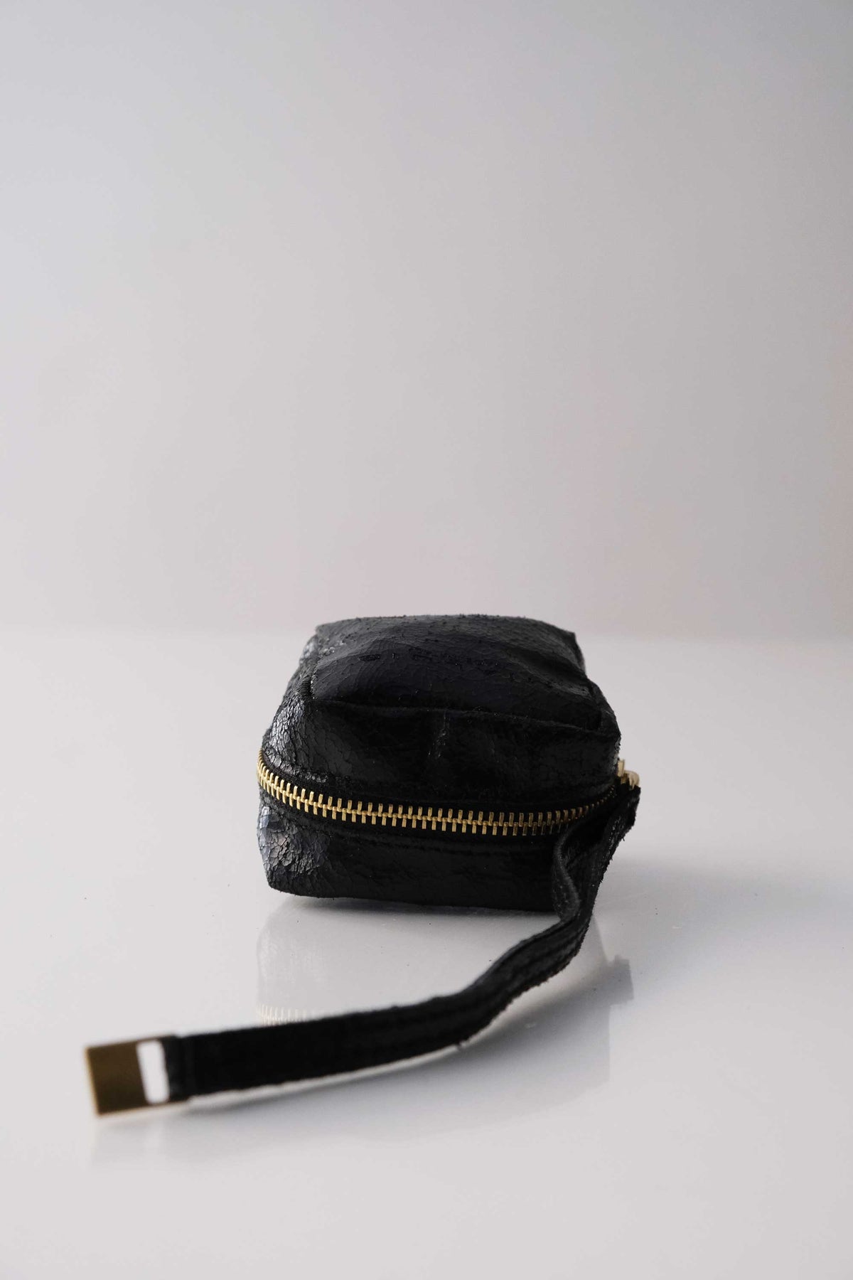 Dream box mini pochette in balck craclè calf leather - Made in Italy -