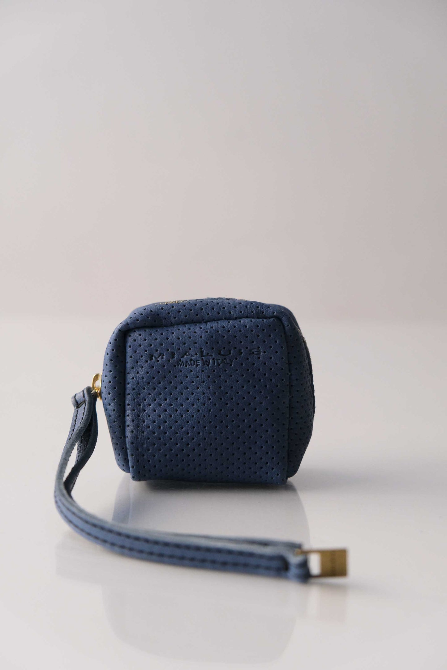 Dream box mini pochette in nappa forata denim - Made in Italy -