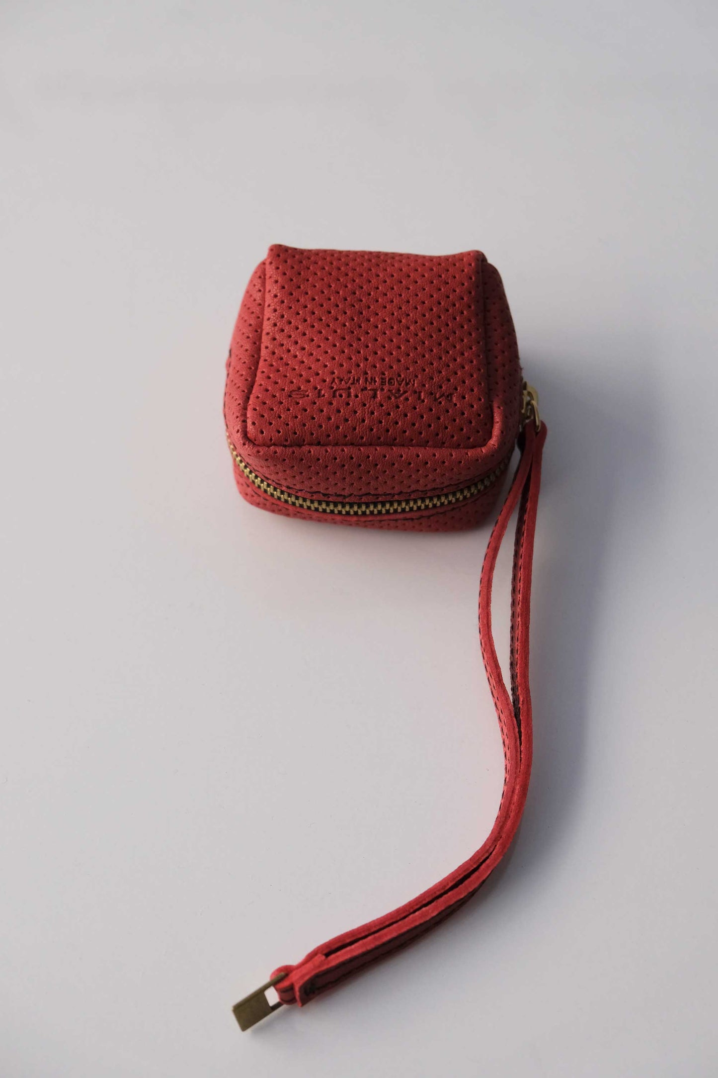 Dream box mini pochette in nappa forata rossa - Made in Italy -