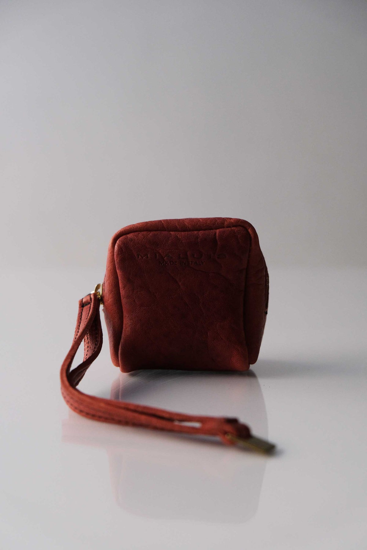 Dream box mini pochette in sangria mutton leather - Made in Italy -