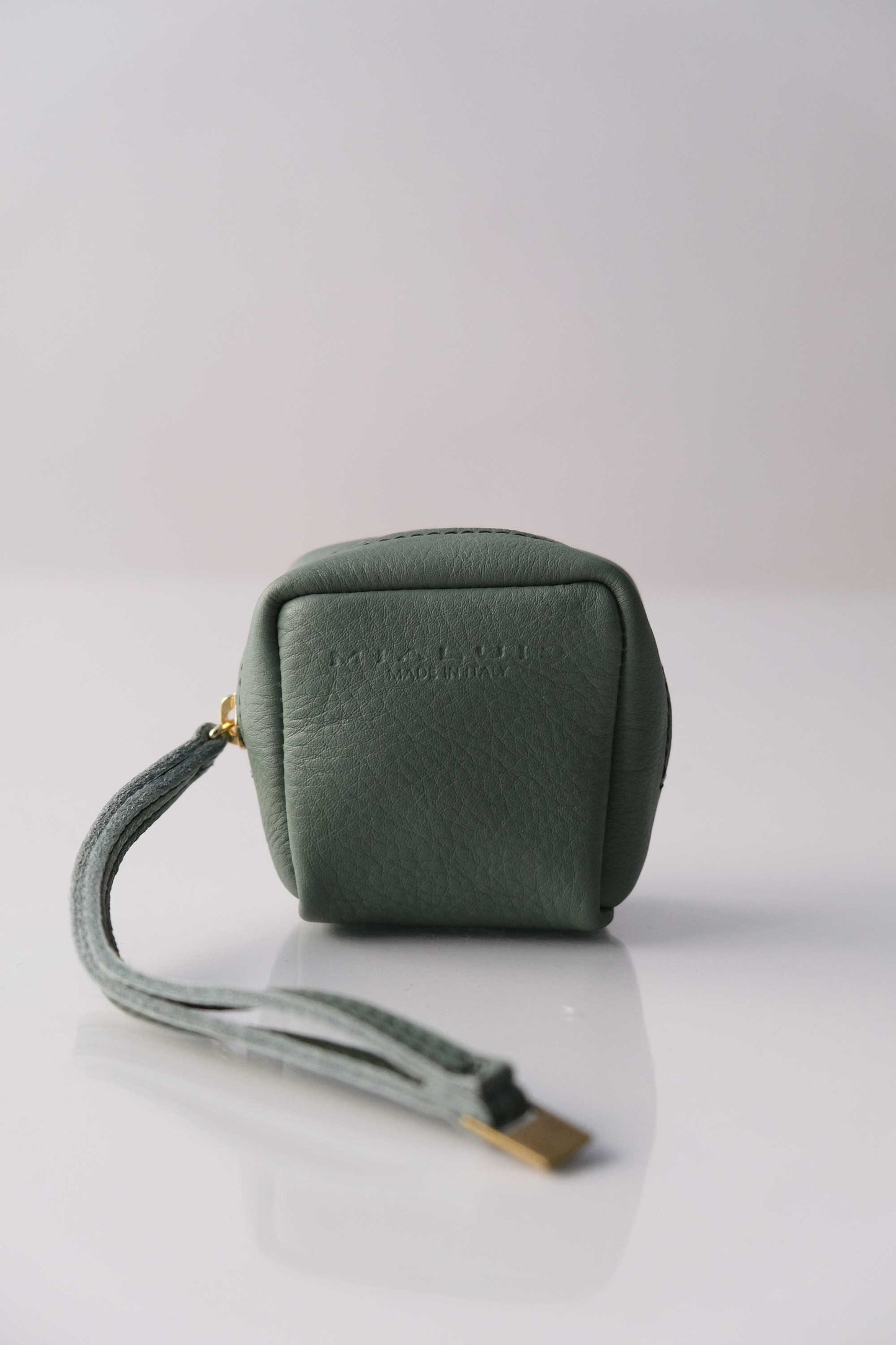 Dream box mini pochette in morbida pelle color salvia - Made in Italy -