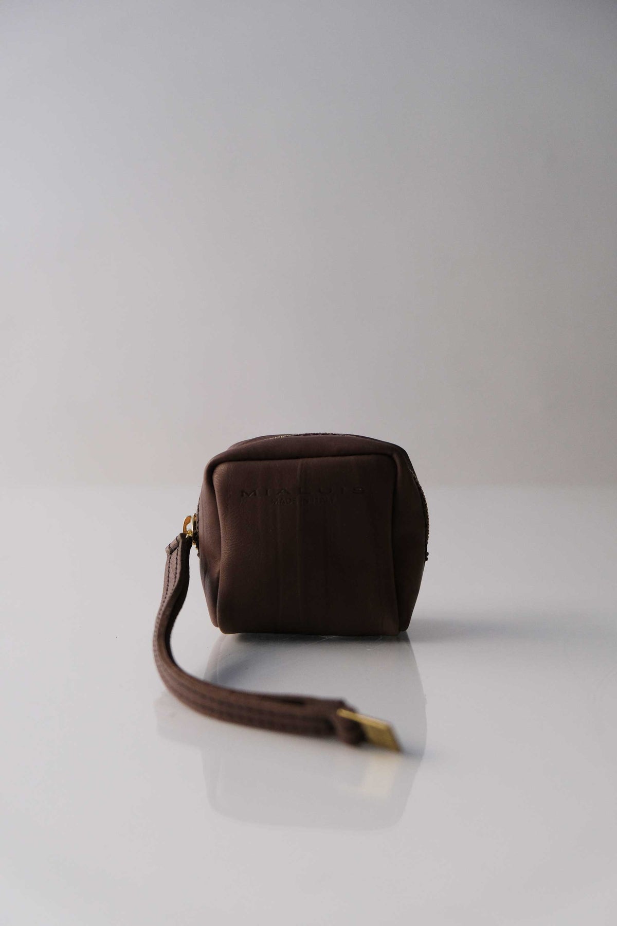 Dream box mini pochette in tobacco calf leather - Made in Italy -