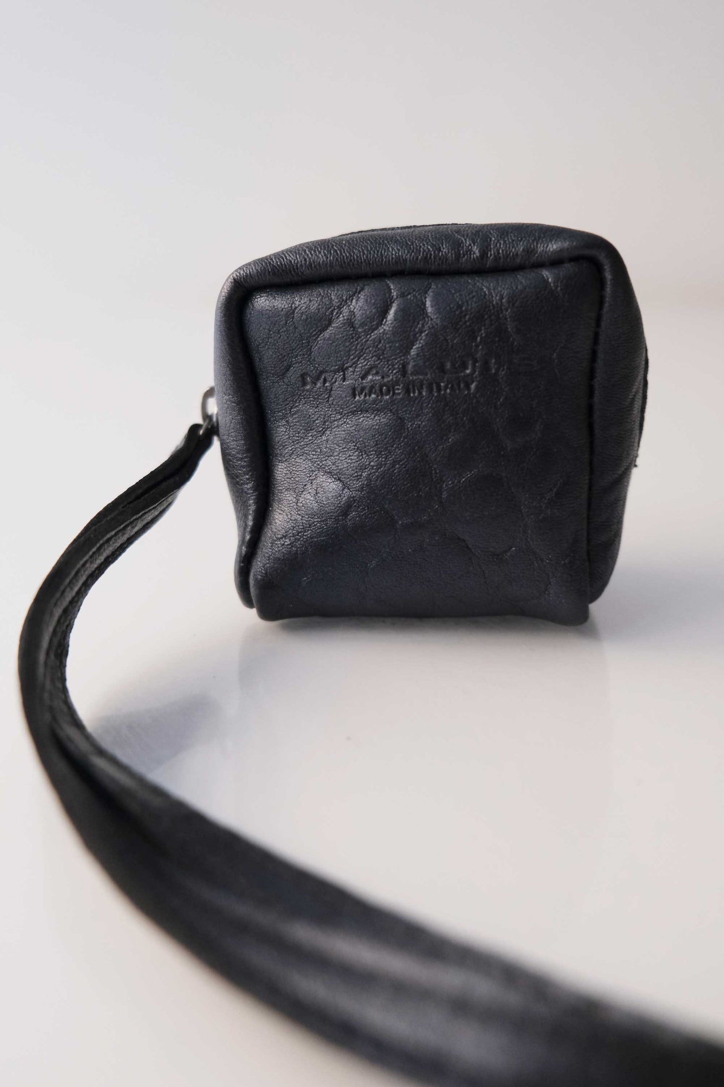 Dream box mini pochette in navy soft leather