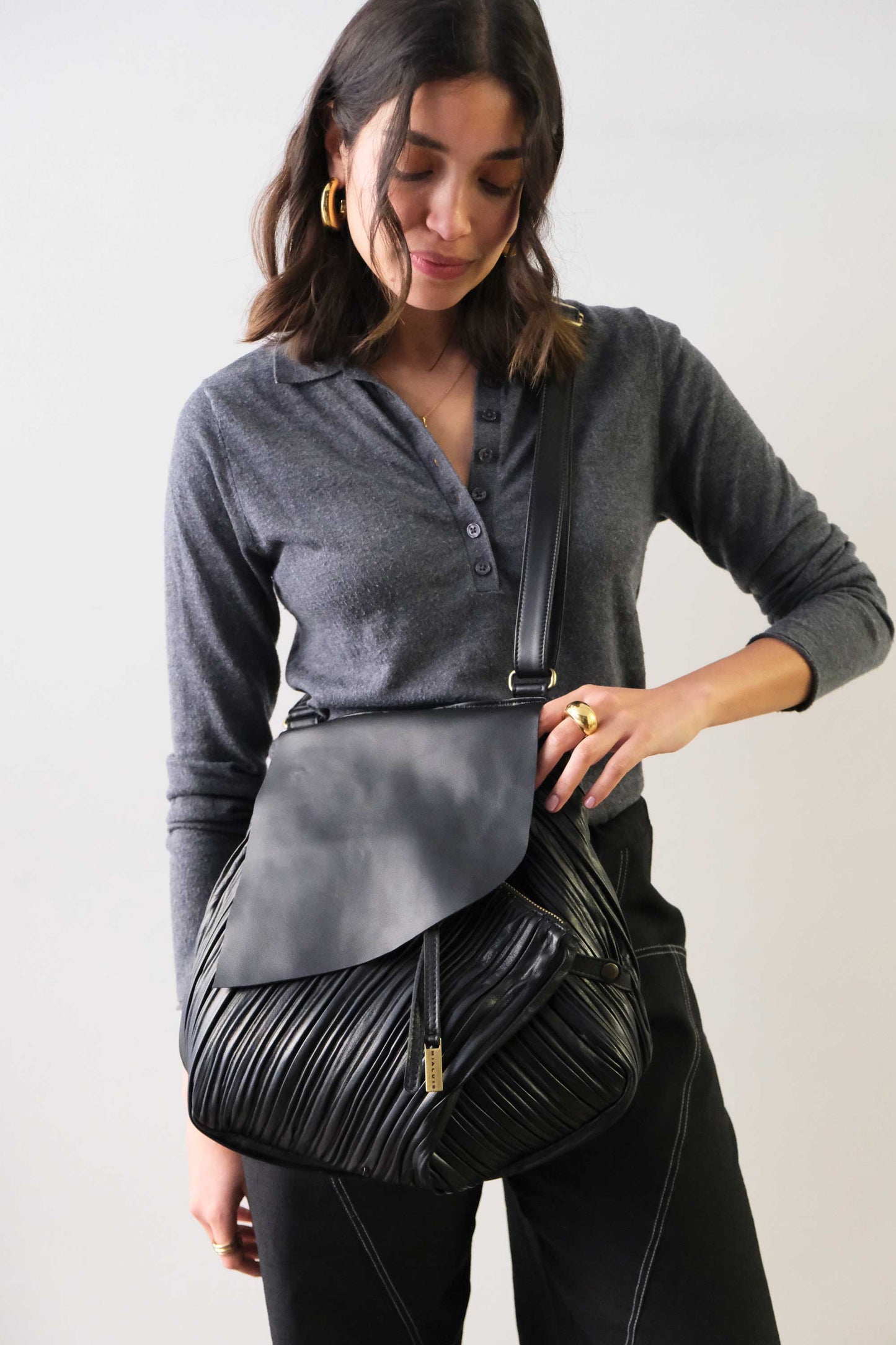 PRE ORDER discount 15%-Gabri tote bag in pleated black colour nappa leather  - use code PREORDER15 - DELIVERY IS ESTIMATED WITHIN APPROXIMATELY 30 DAYS FROM THE ORDER DATE - Made in Italy -