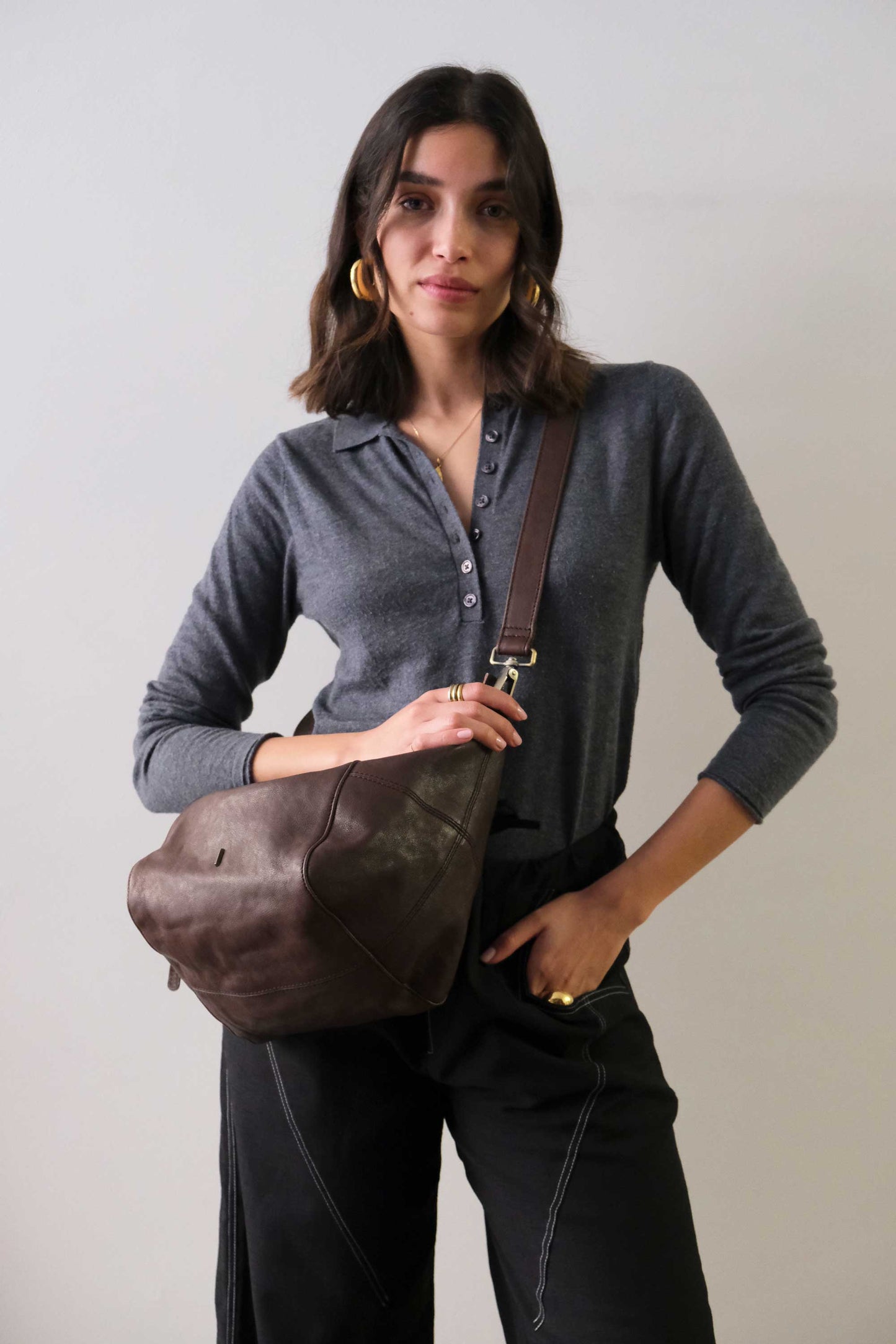 Marty bag in brown soft nappa - Made in Italy -