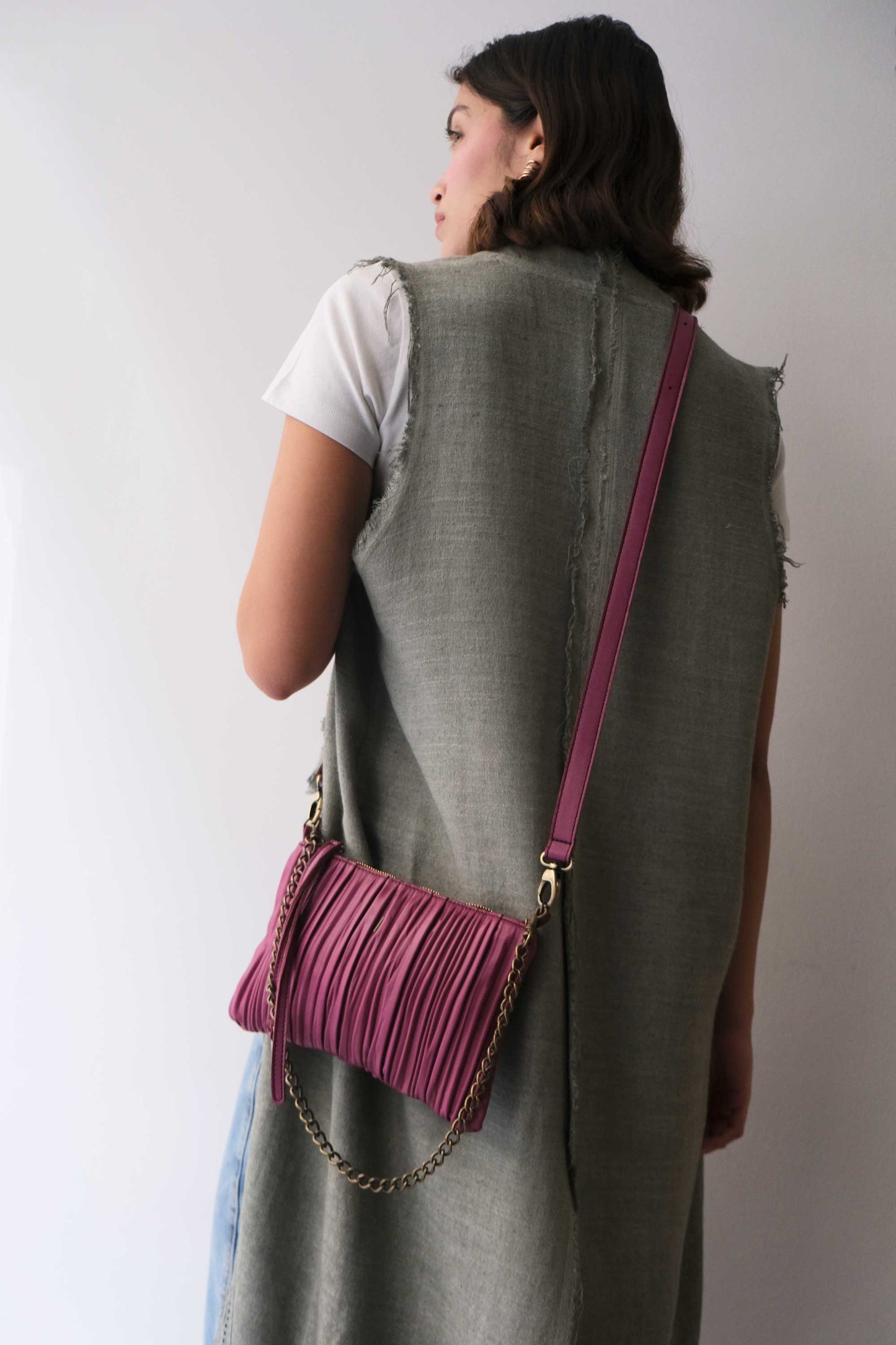 PRE ORDER discount 15%- Mikin pochette in barolo pleated soft leather - use code PREORDER15 - ESTIMATED DELIVERY END SEPTEMBER - Made in Italy -