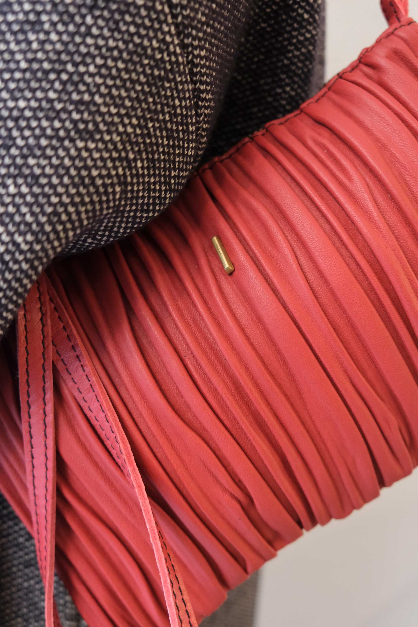 PRE ORDER discount 15%- Mikin pochette in red pleated leather - use code PREORDER15 - ESTIMATED DELIVERY END SEPTEMBER - Made in Italy -