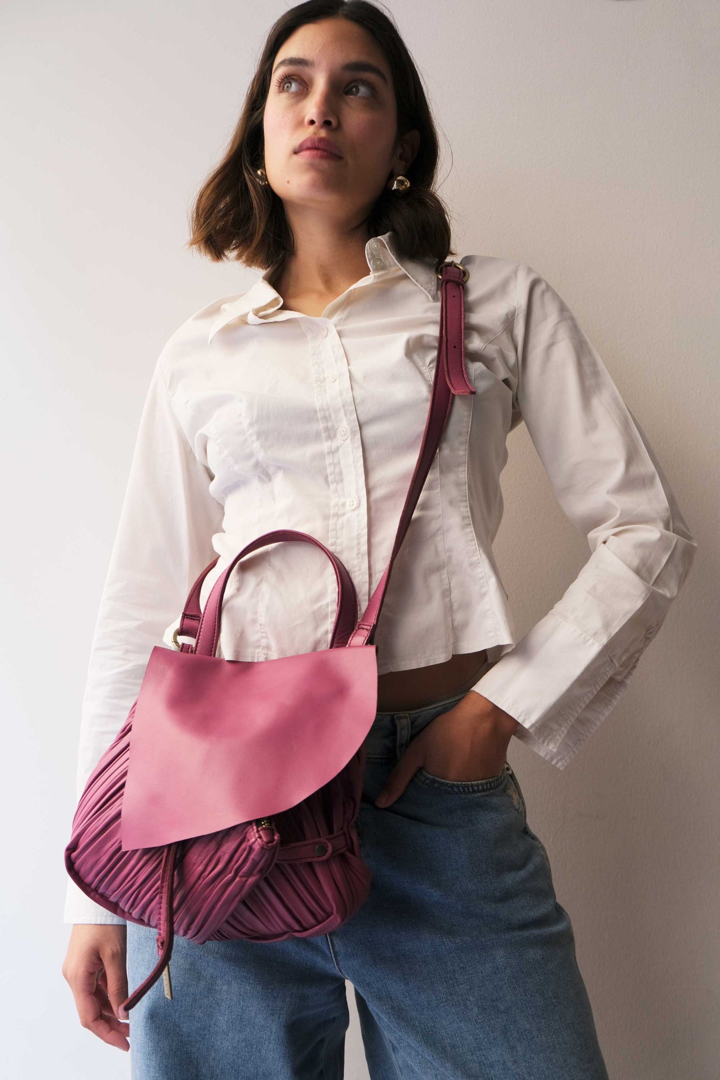 PRE ORDER discount 15%- Minu in pleated barolo colour leather- use code PREORDER15 - ESTIMATED DELIVERY END SEPTEMBER - Made in Italy -
