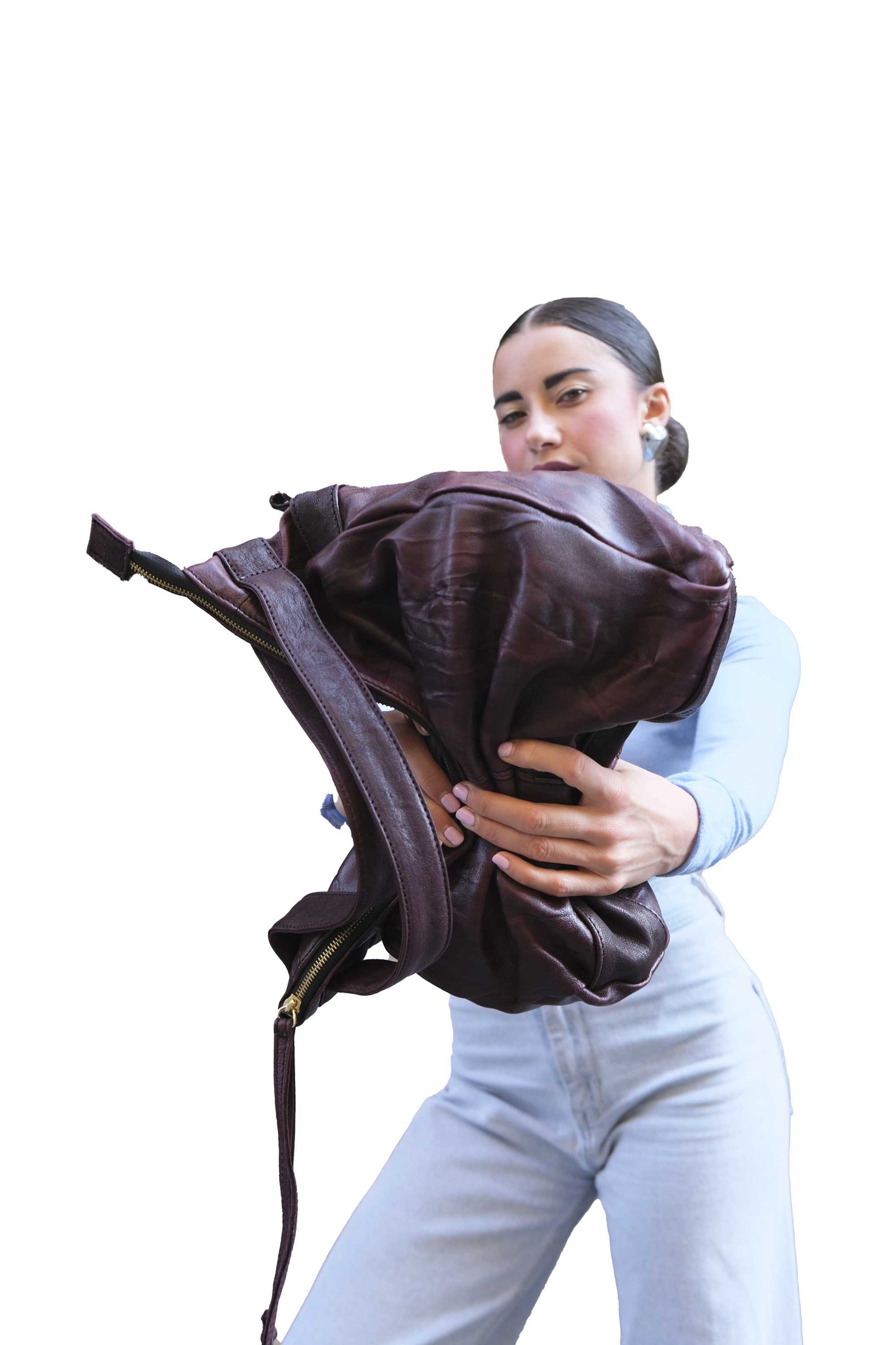 LAUNCH PRICE €298 UNTIL OCTOBER 30 - Valy tote bag in soft nappa lomé plum - Made in Italy -