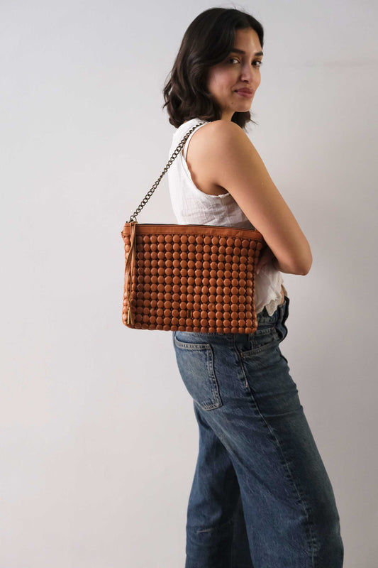 Zoe in pleated bubble biscuit soft nappa leather - Made in Italy -