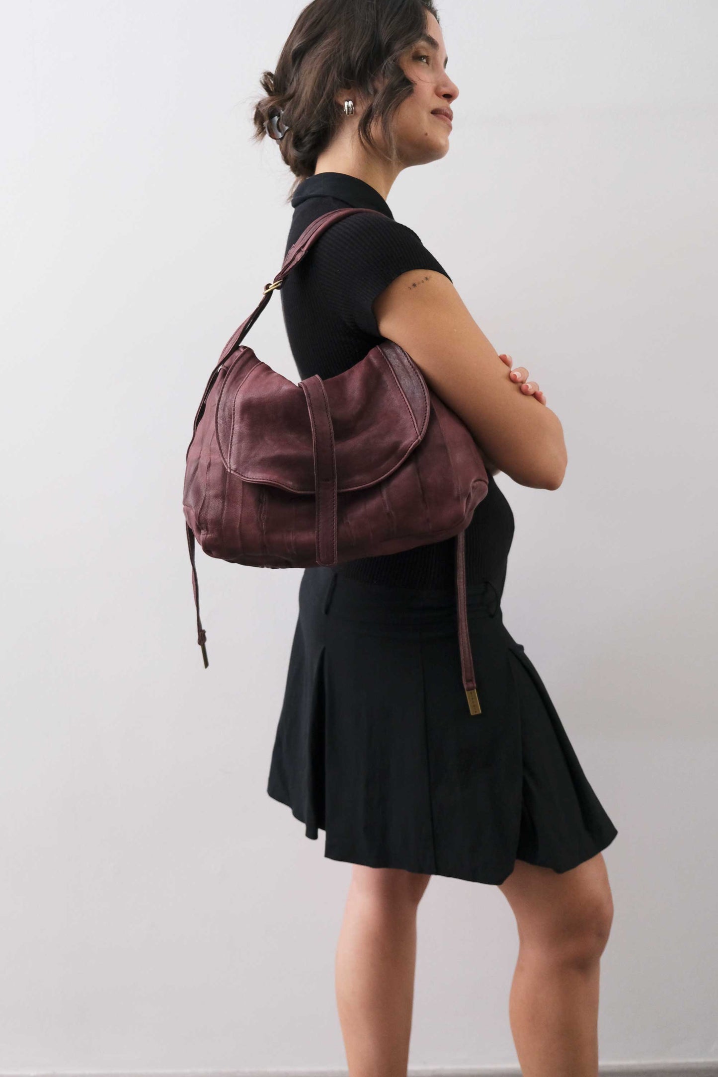 PRE ORDER discount 15%-Do saddle bag in plum soft nappa lomé - use code PREORDER15 - ESTIMATED DELIVERY SEPTEMBER 15- Made in Italy -