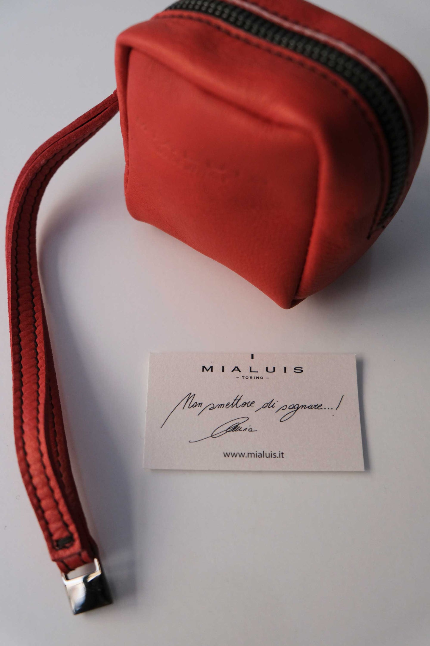 Dream box mini pochette in red soft leather