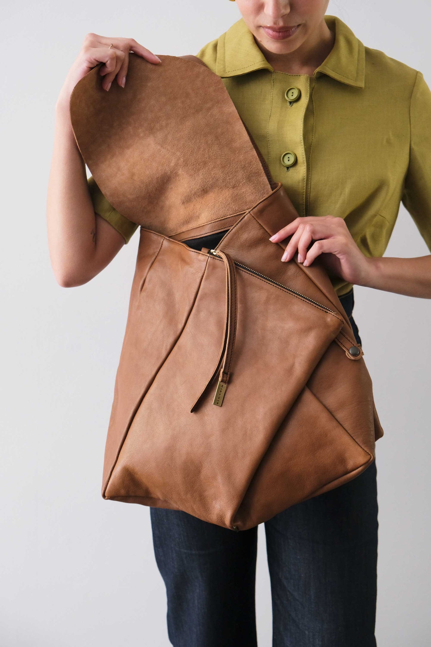 Ferdi tote bag in cognac nappa leather - Made in Italy -
