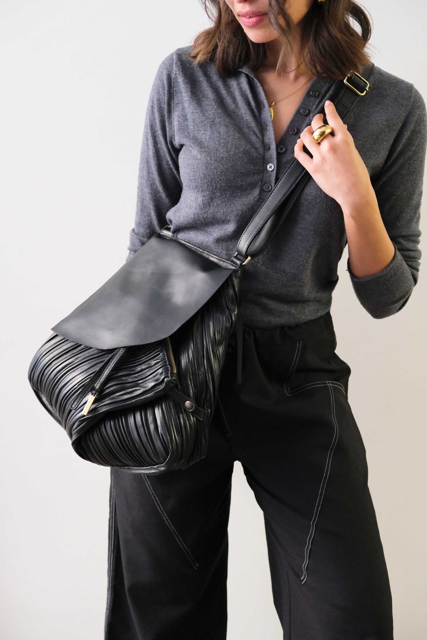 PRE ORDER discount 15%-Gabri tote bag in pleated black colour nappa leather  - use code PREORDER15 - DELIVERY IS ESTIMATED WITHIN APPROXIMATELY 30 DAYS FROM THE ORDER DATE - Made in Italy -