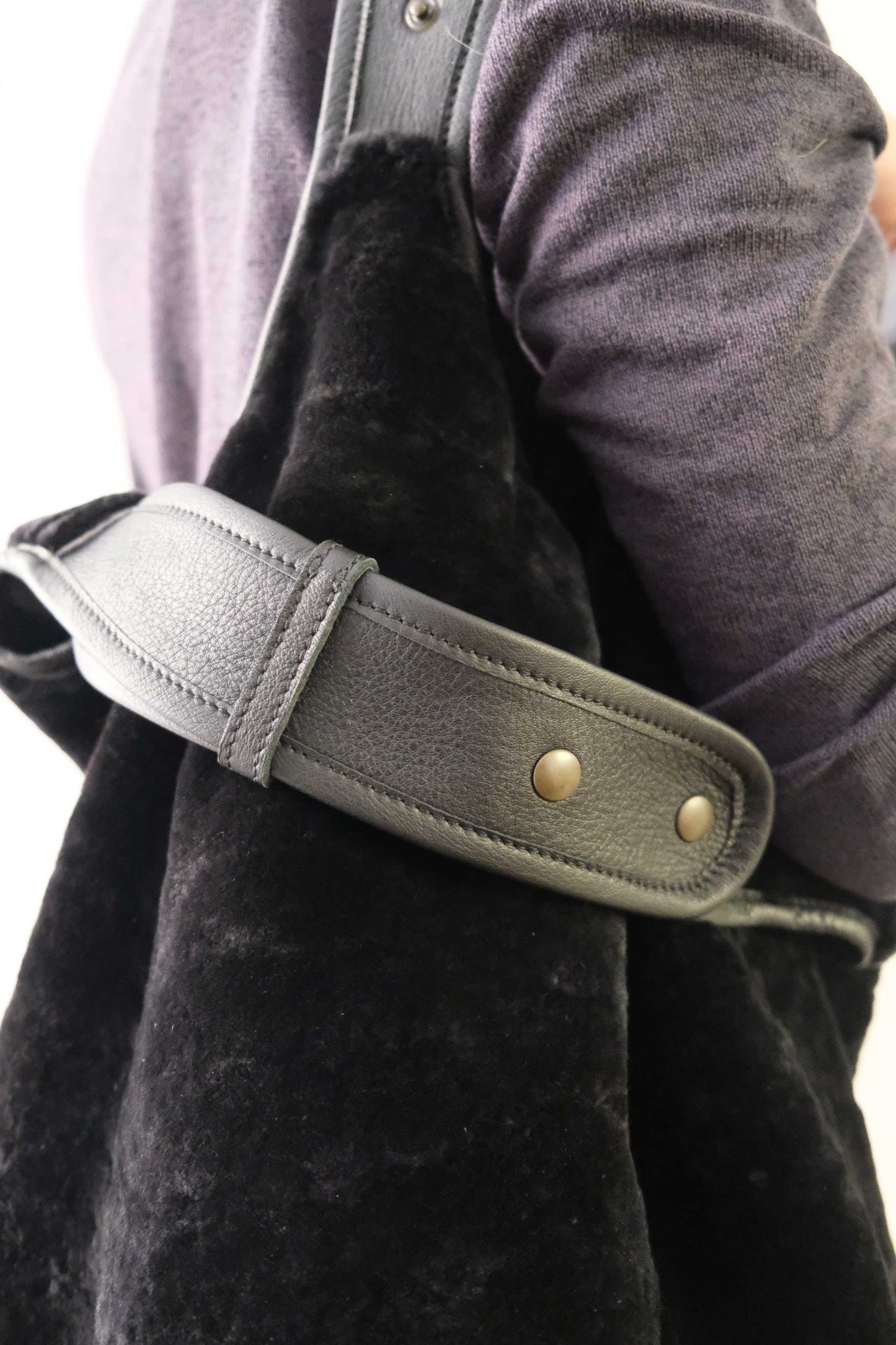 Lena tote bag in black shearling leather - Made in Italy -