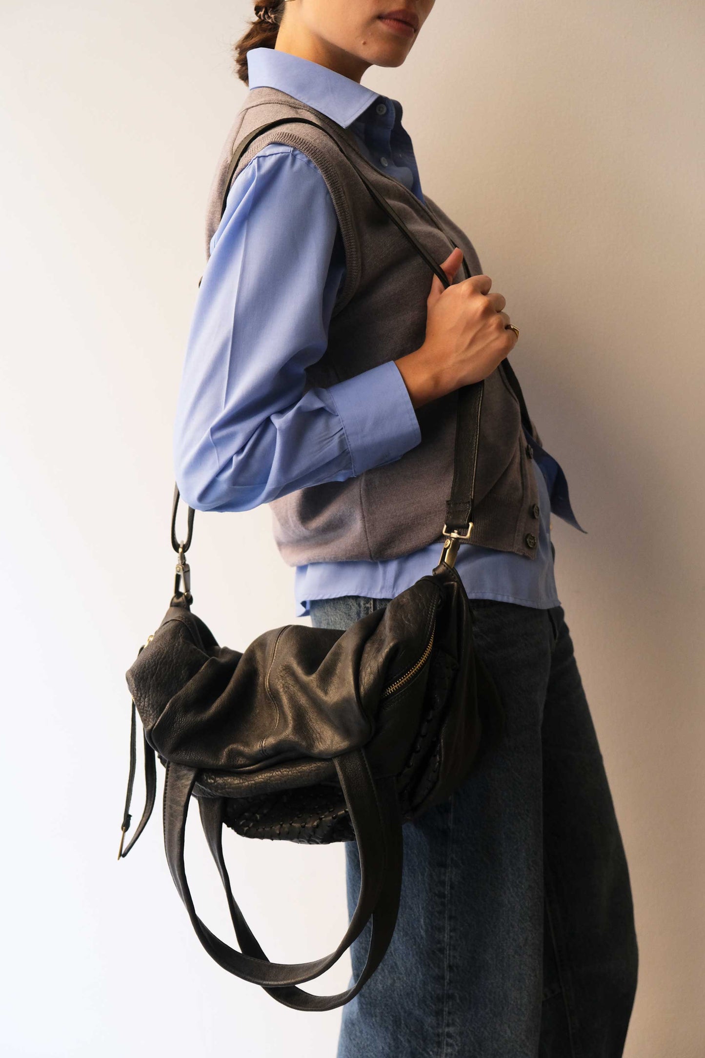 PRE ORDER discount 15%-Riri tote bag in black perforated nappa - use code PREORDER15 - ESTIMATED DELIVERY SEPTEMBER 15- Made in Italy -