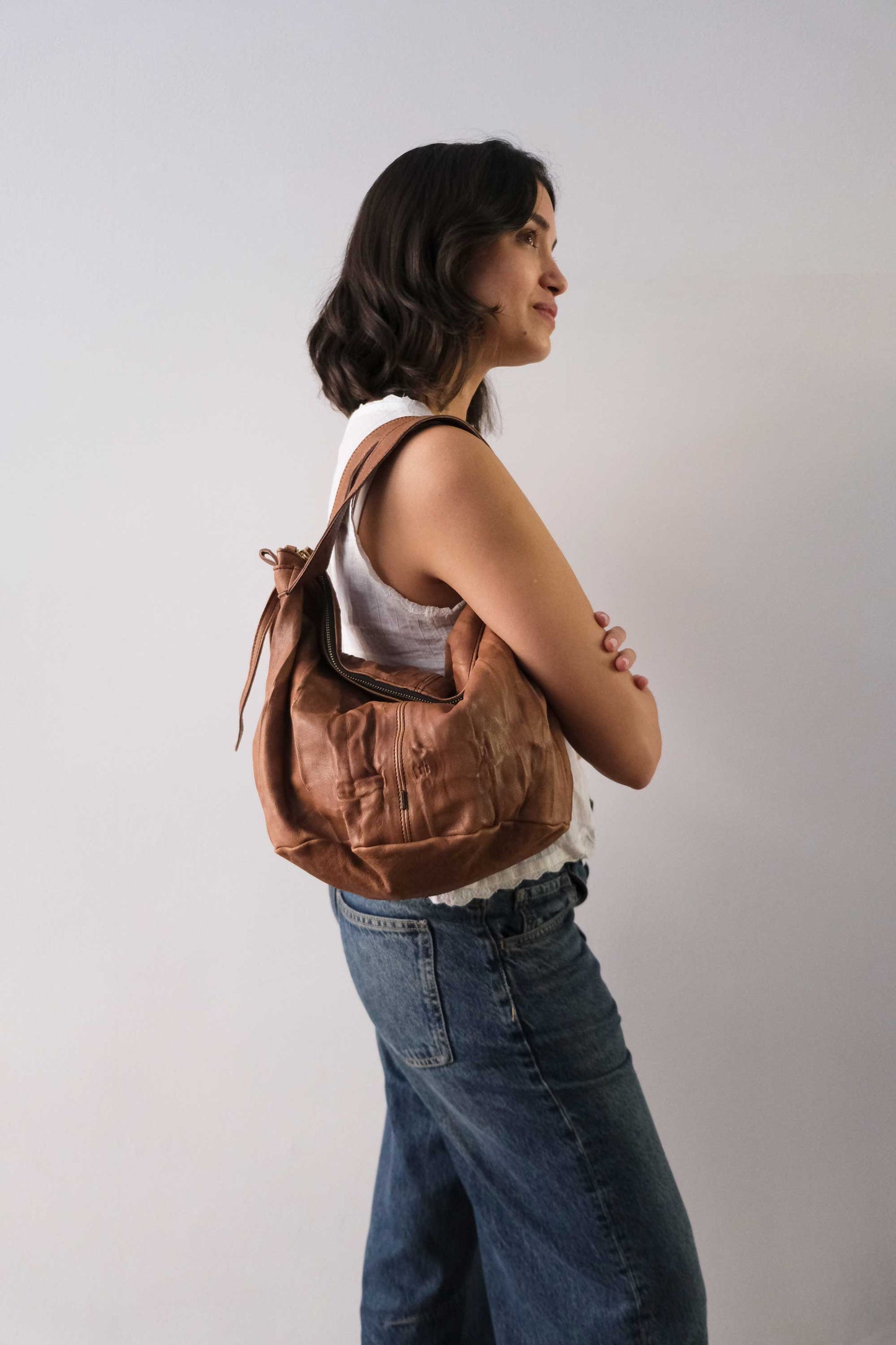 Carola bag cioccolato morbida nappa lomè - Made in Italy -