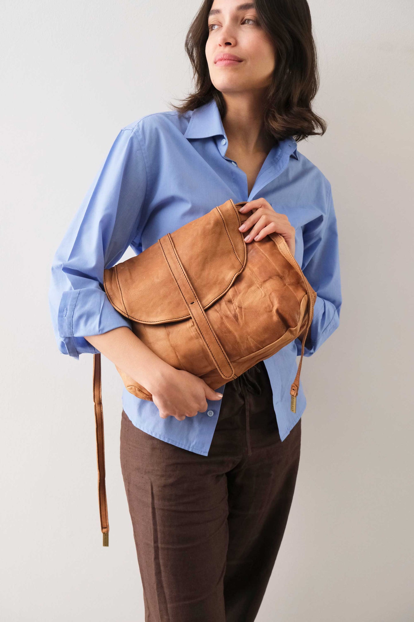 Do saddle bag cognac in soft nappa lomé - Made in Italy -