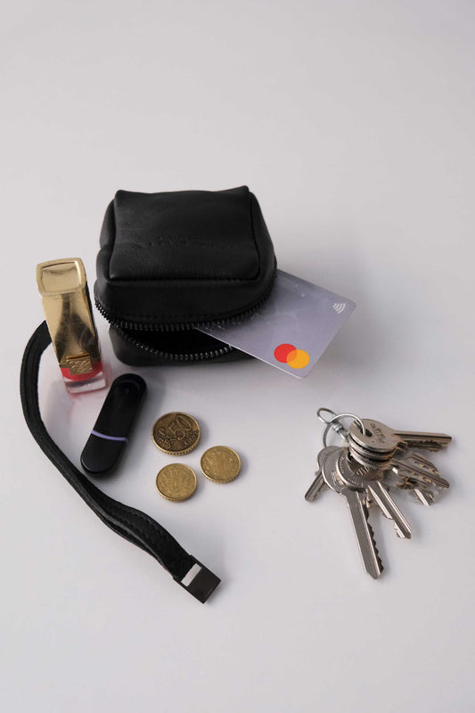 Dream box mini pochette in morbida pelle nera - Made in Italy -