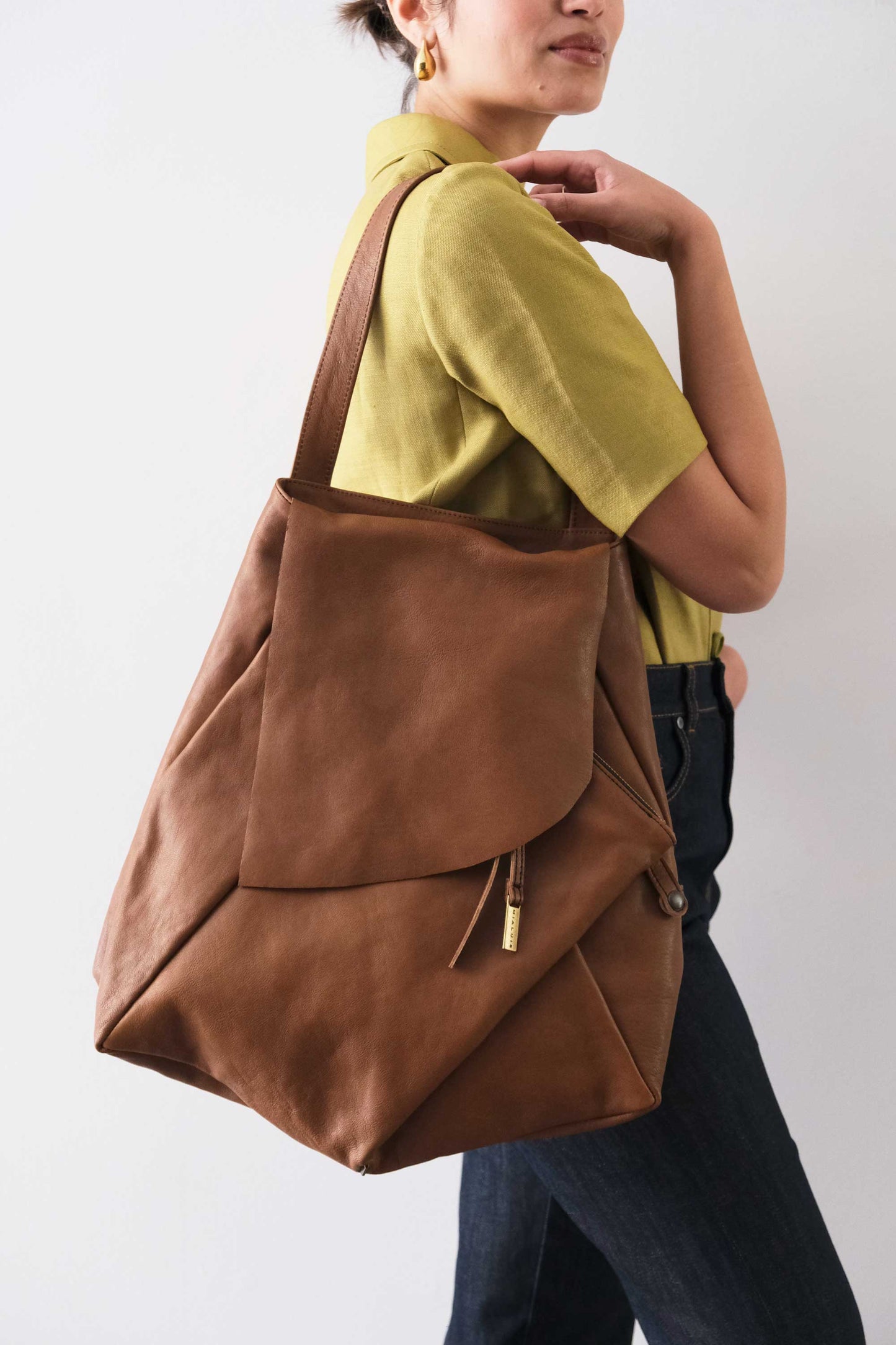 Ferdi tote bag in cognac nappa leather - Made in Italy -