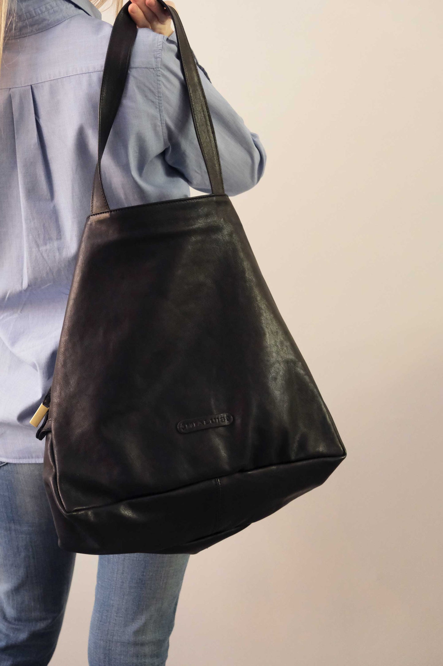 Ferdi tote bag in black nappa leather - Made in Italy -