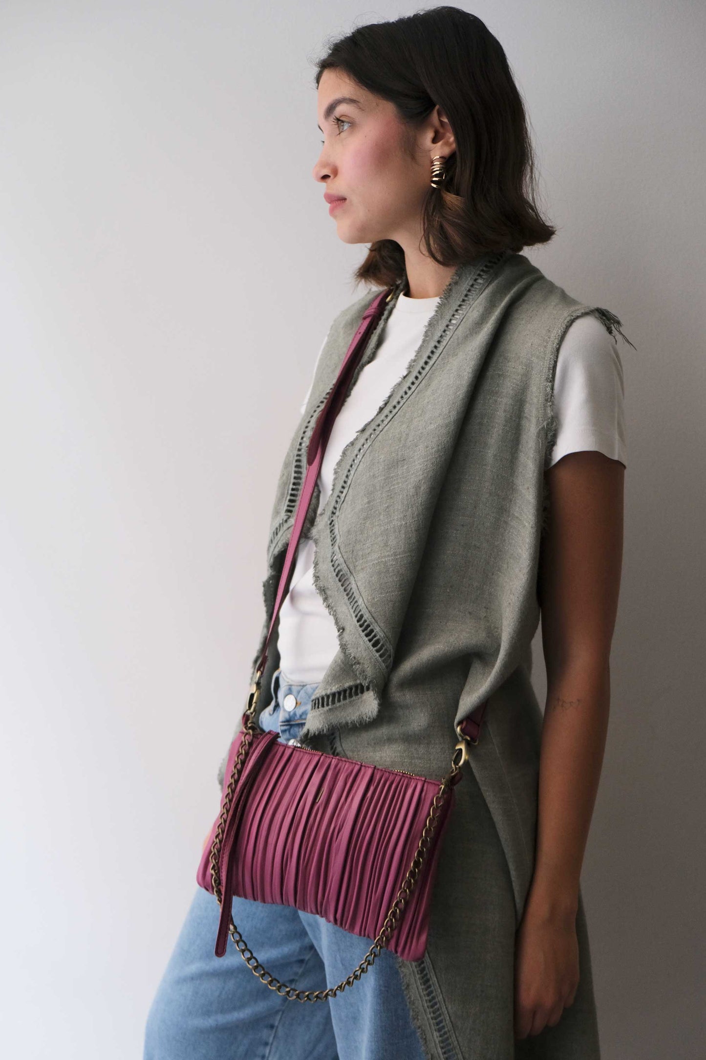 PRE ORDER discount 15%- Mikin pochette in barolo pleated soft leather - use code PREORDER15 - ESTIMATED DELIVERY END SEPTEMBER - Made in Italy -