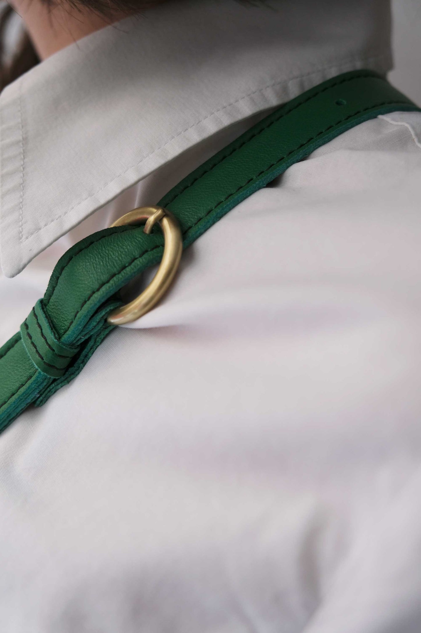 Minu in pleated emerald colour leather - Made in Italy -
