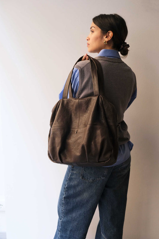 PRE ORDER discount 15%-Riri tote bag in brown nappa leather - use code PREORDER15 - DELIVERY IS ESTIMATED WITHIN APPROXIMATELY 30 DAYS FROM THE ORDER DATE- Made in Italy -