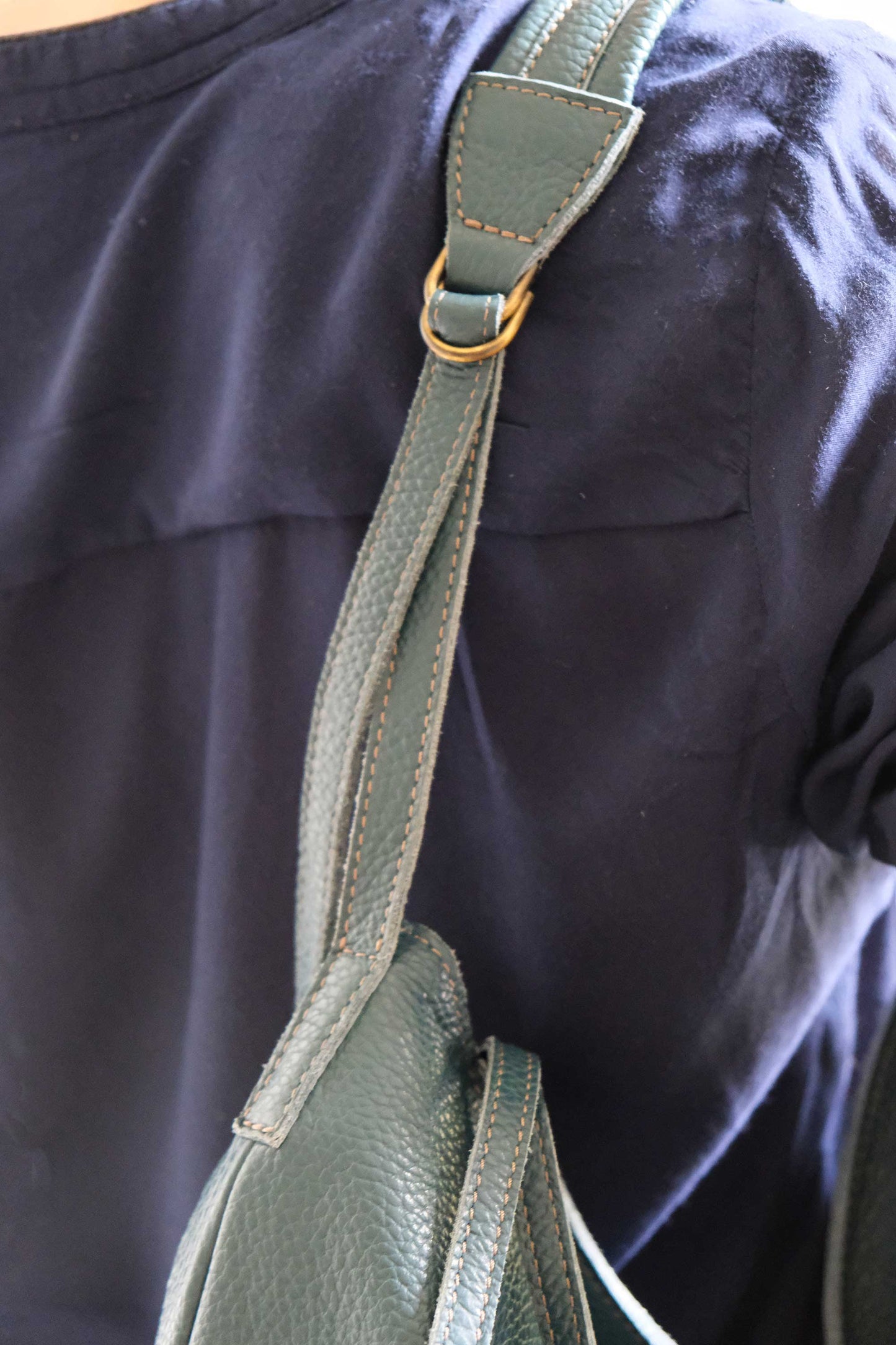 Valentina hobo bag in leather with natural grain