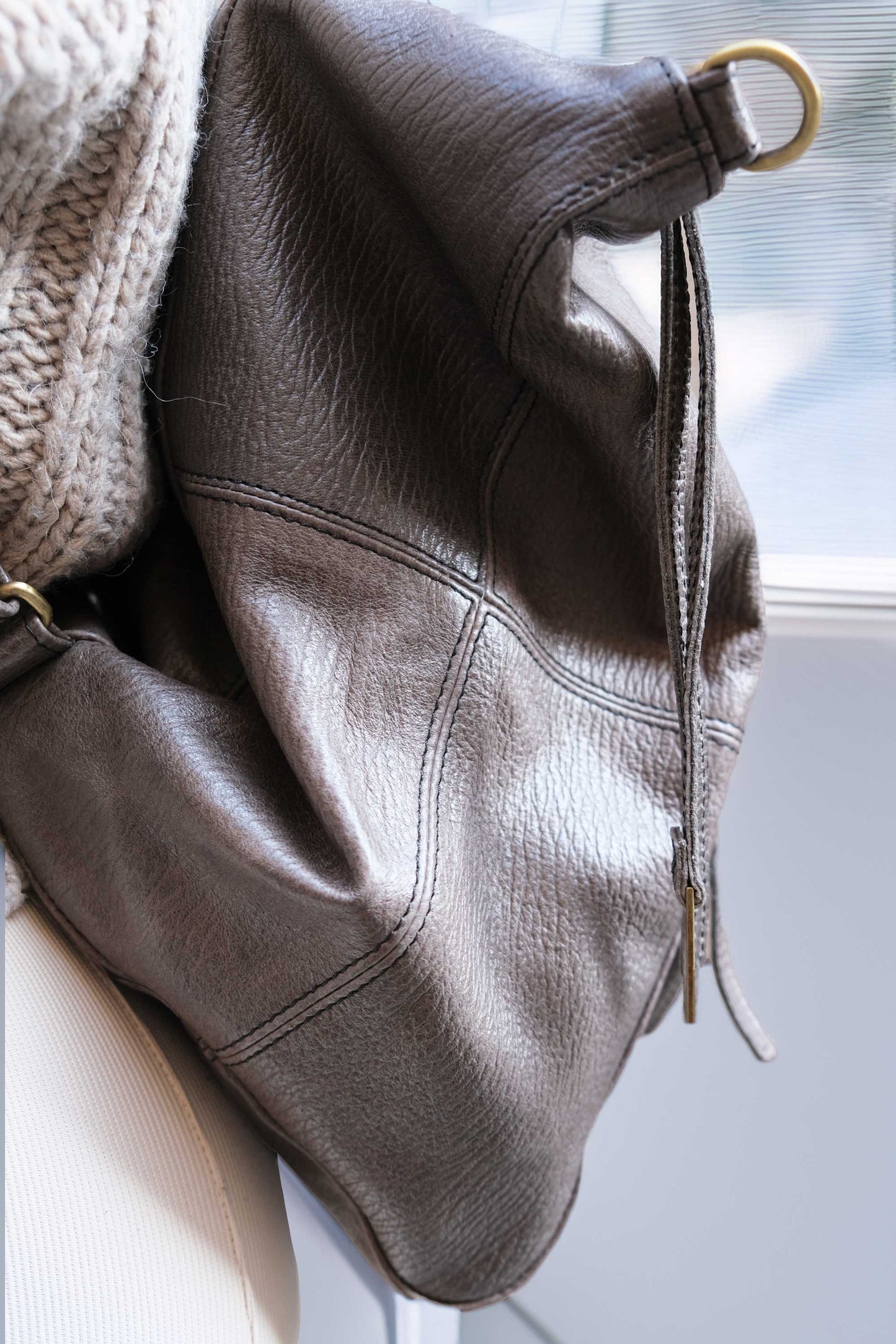 Vicky backpack in graphite shark-print vegetable-tanned nappa leather – Made in Italy -
