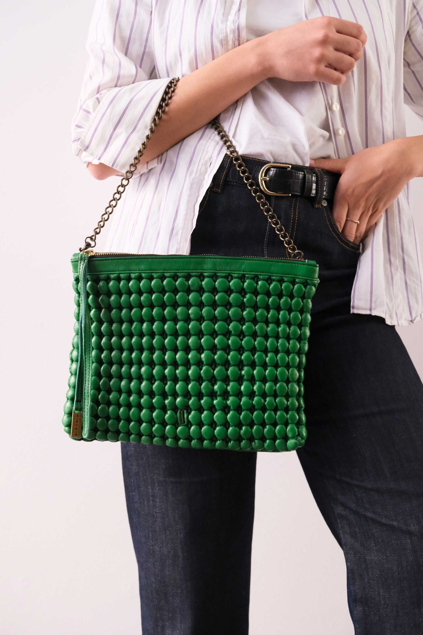 Zoe smeraldo in morbida nappa plisse bubble - Made in Italy -