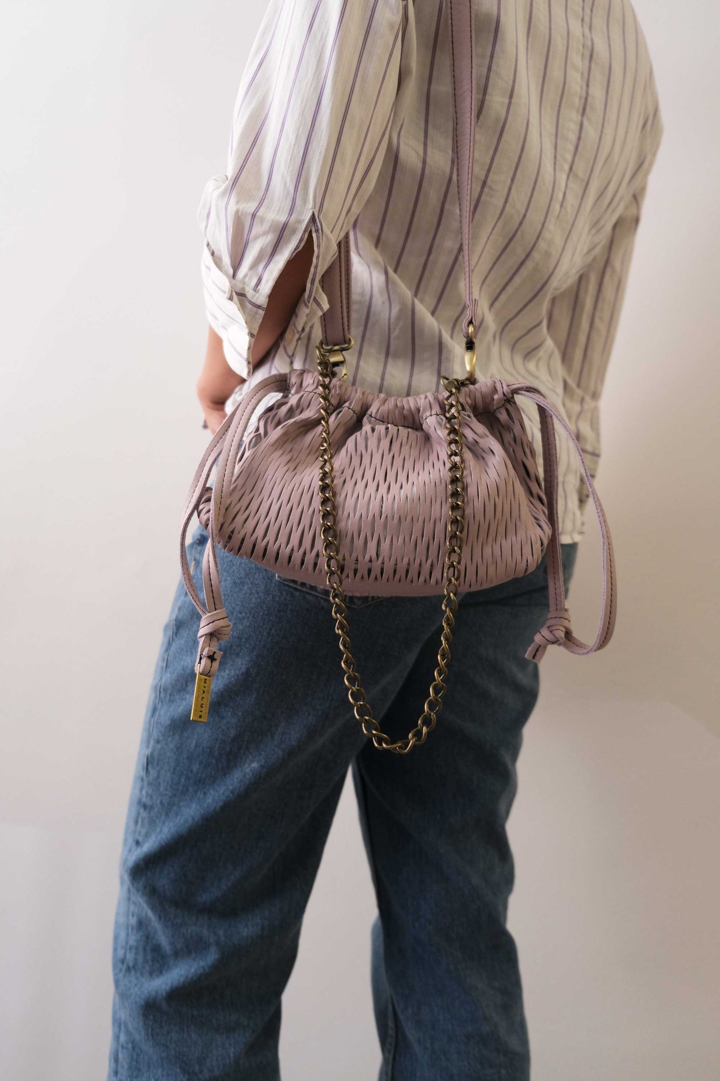 Agnes mini pochette in orchid perforated leather - Made in Italy -
