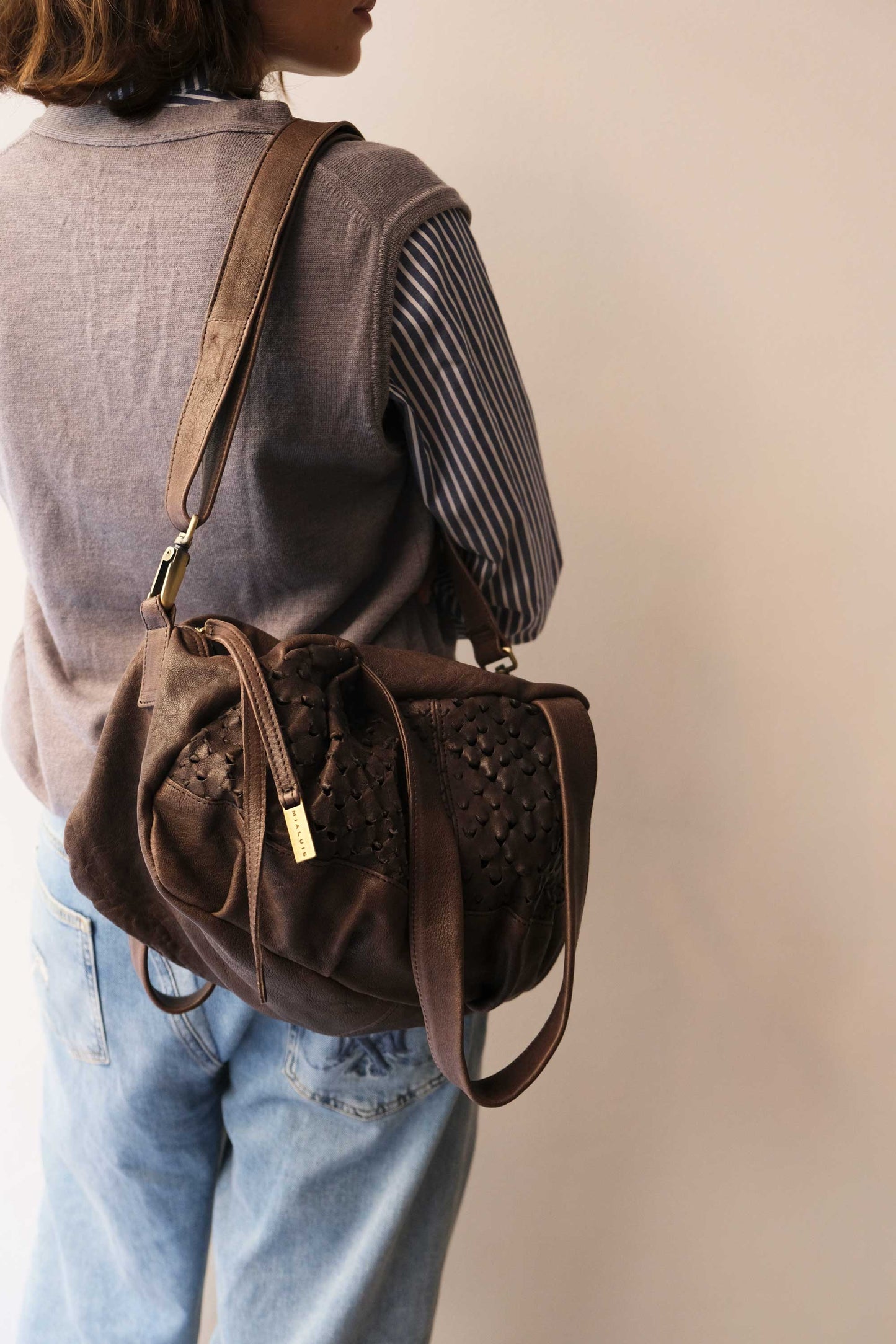 PRE ORDER discount 15%-Betty tote in brown perforated nappa leather - use code PREORDER15 - ESTIMATED DELIVERY SEPTEMBER 15- Made in Italy -