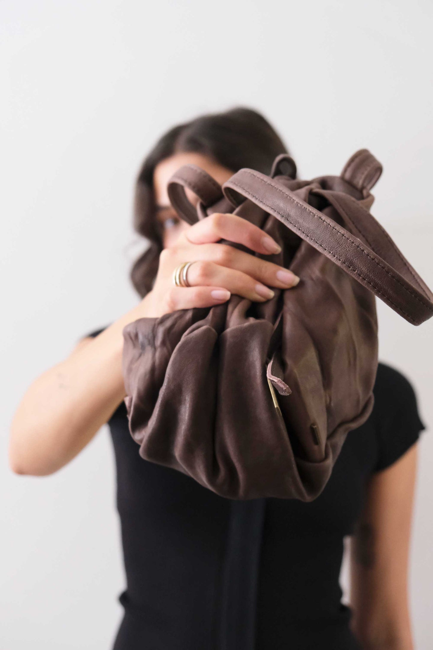 PRE ORDER discount 15%-Bobo top handle bag in brown nappa lomè soft leather - use code PREORDER15 - ESTIMATED DELIVERY SEPTEMBER 15- Made in Italy -
