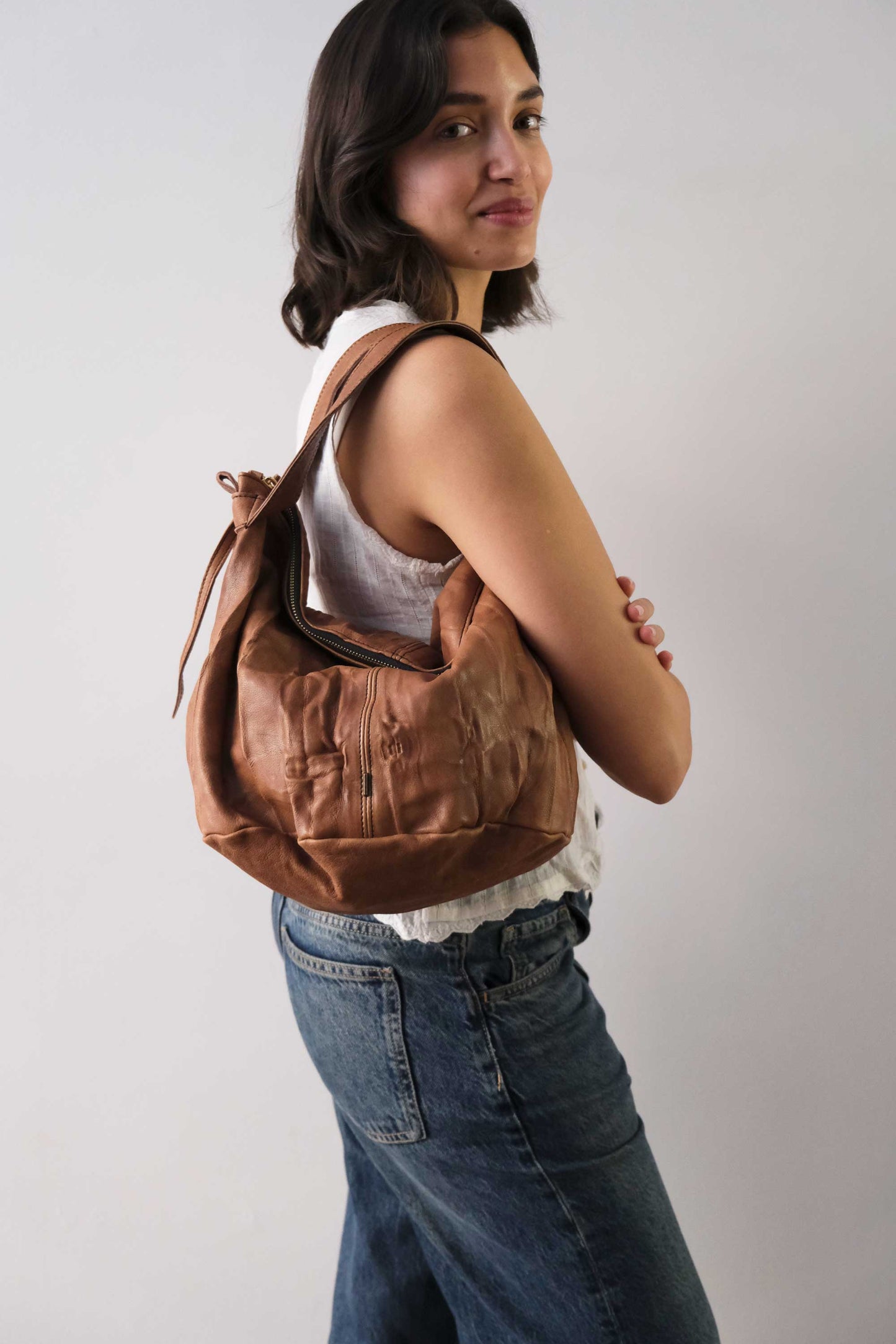Carola bag cioccolato morbida nappa lomè - Made in Italy -