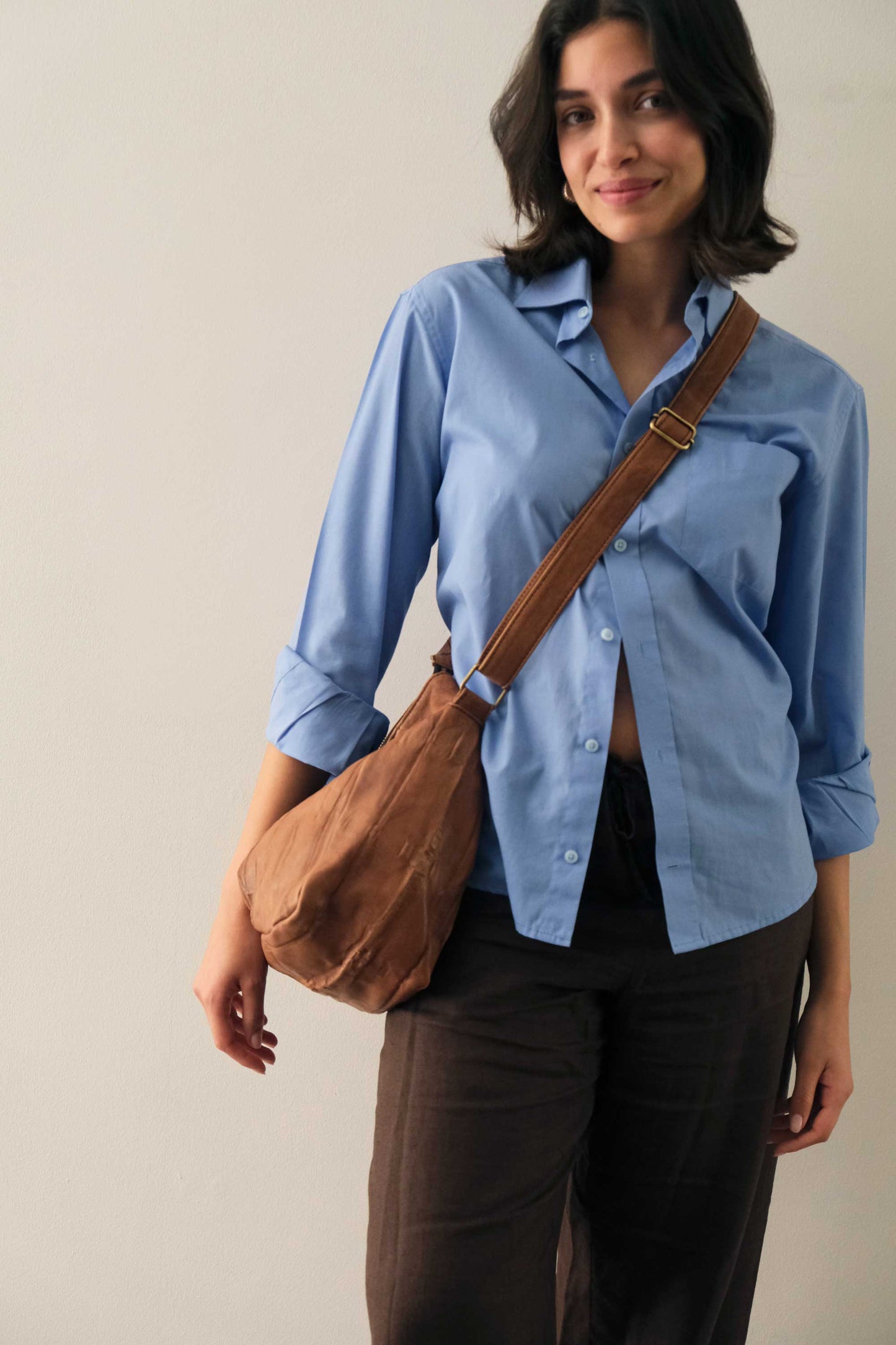 Chicca hobo bag in morbida nappa lomé cioccolato - Made in Italy -