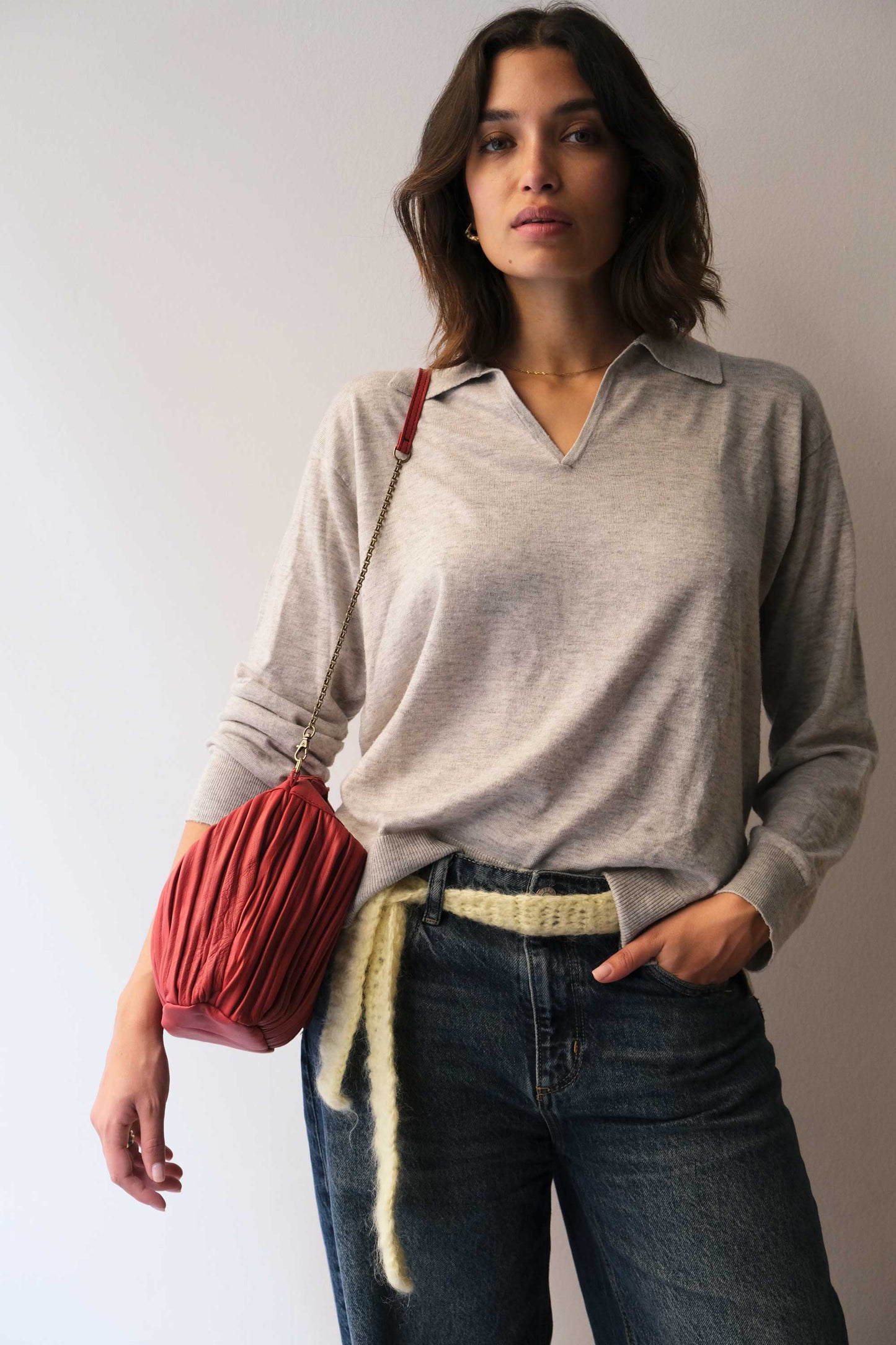 PRE ORDER discount 15%- Chicca Media hobo bag in red pleated leather - use code PREORDER15 - ESTIMATED DELIVERY END SEPTEMBER - Made in Italy -
